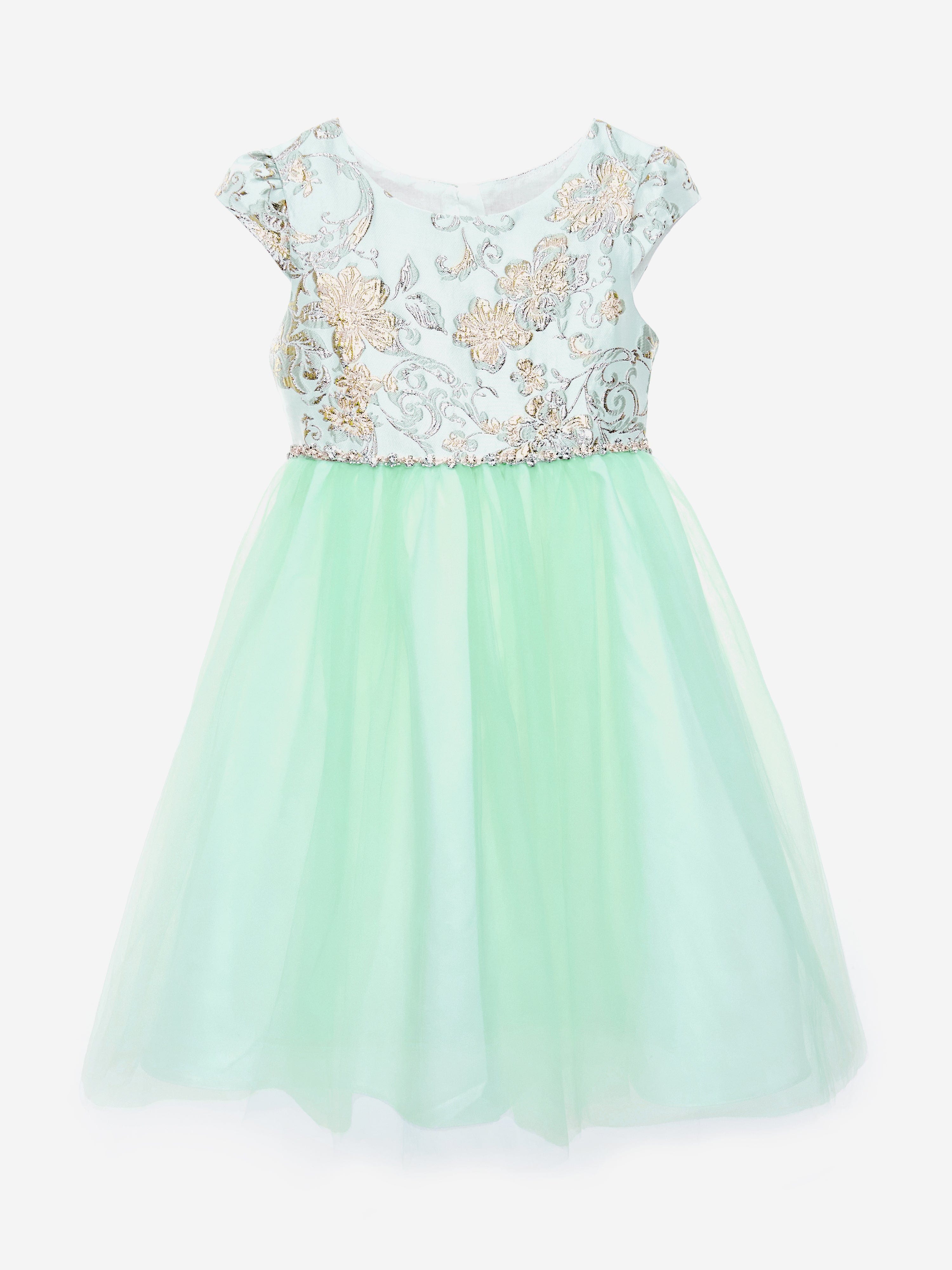 iAMe Girls Crystal Cascade Dress in Green