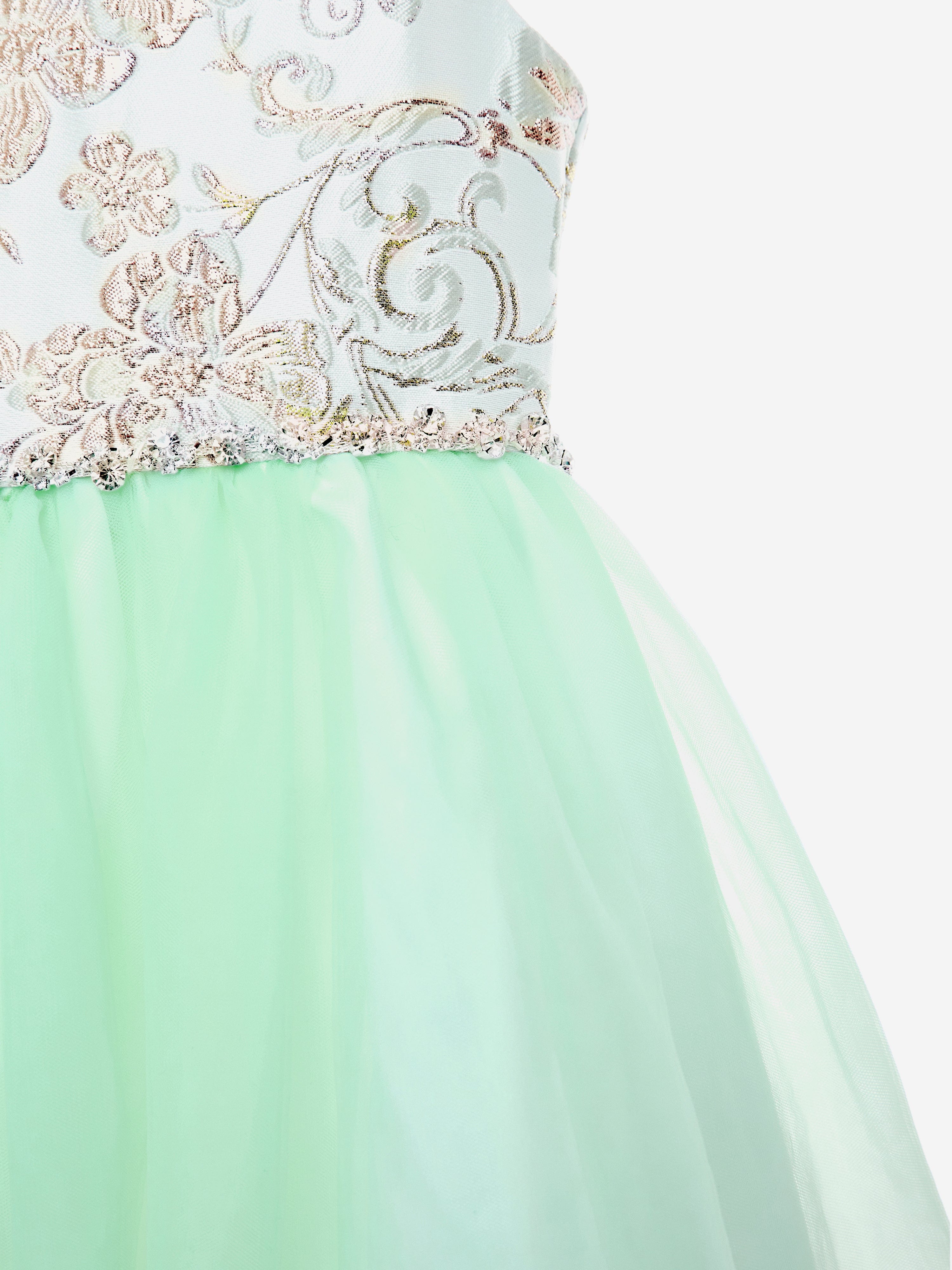 iAMe Girls Crystal Cascade Dress in Green