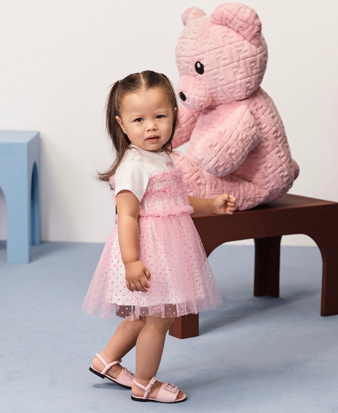 Fendi Baby Girls Jersey And Tulle Dress in Pink