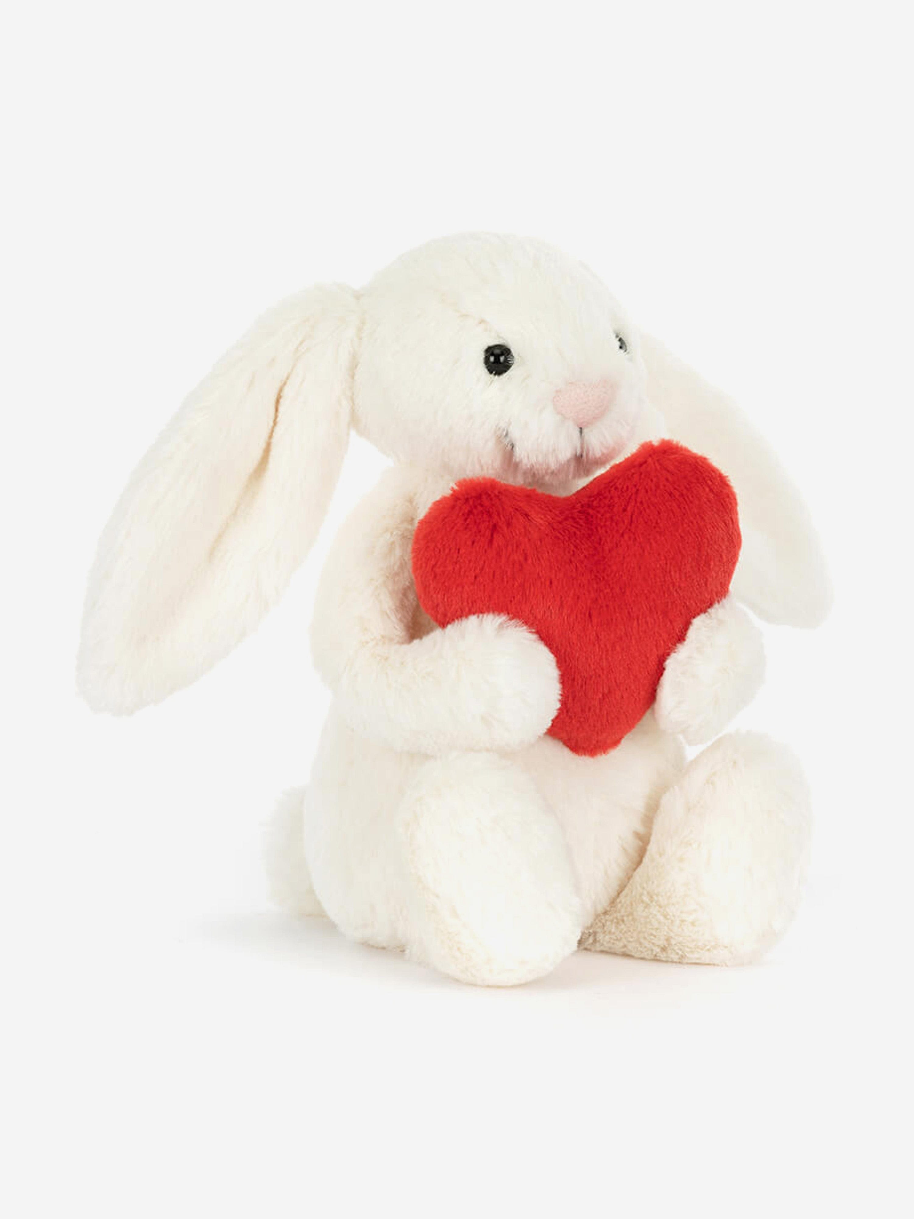 Bashful Love Heart Bunny in White (31cm)