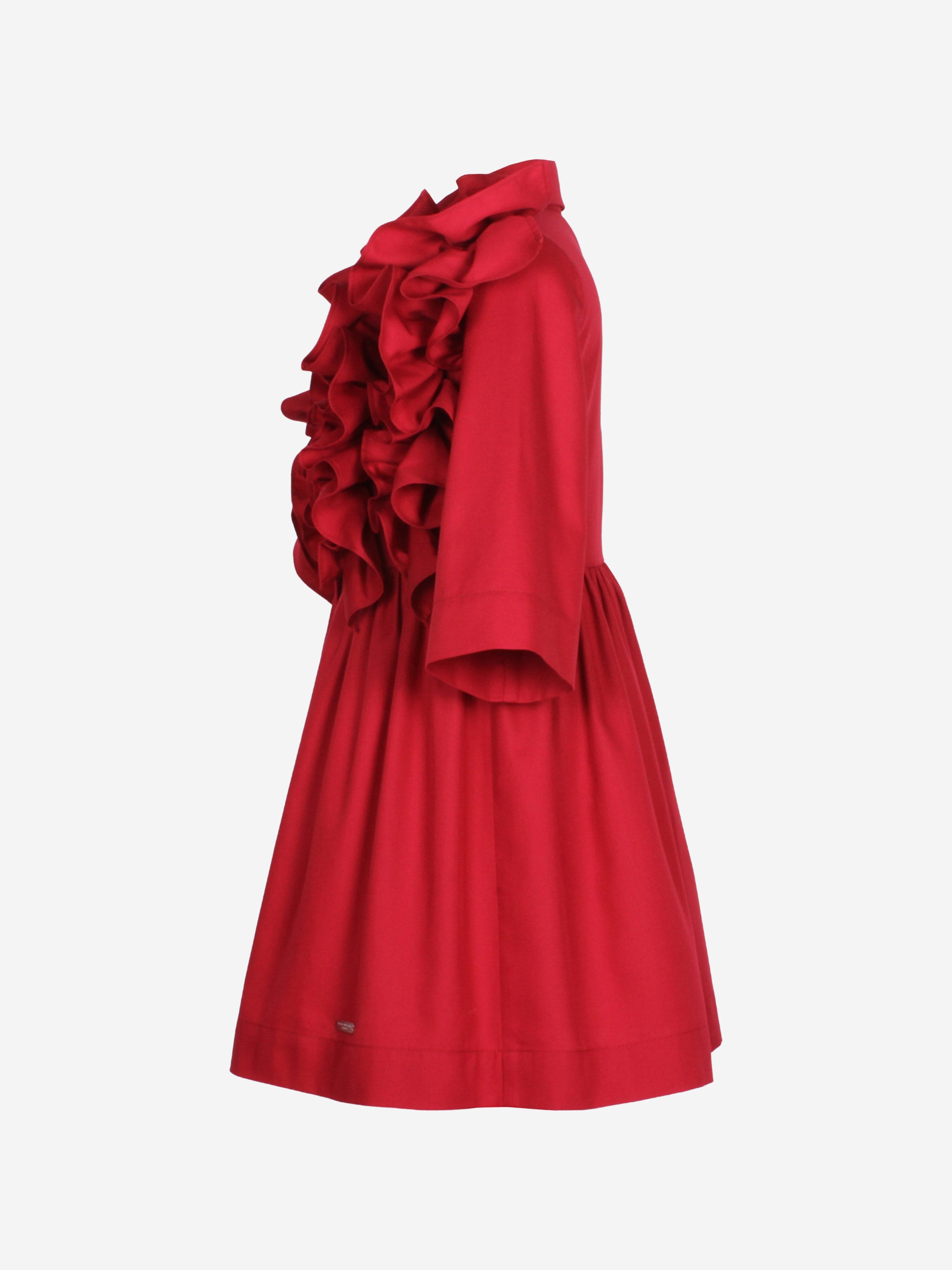 Jessie And James Girls Ripple Dress With Sleeves in Red