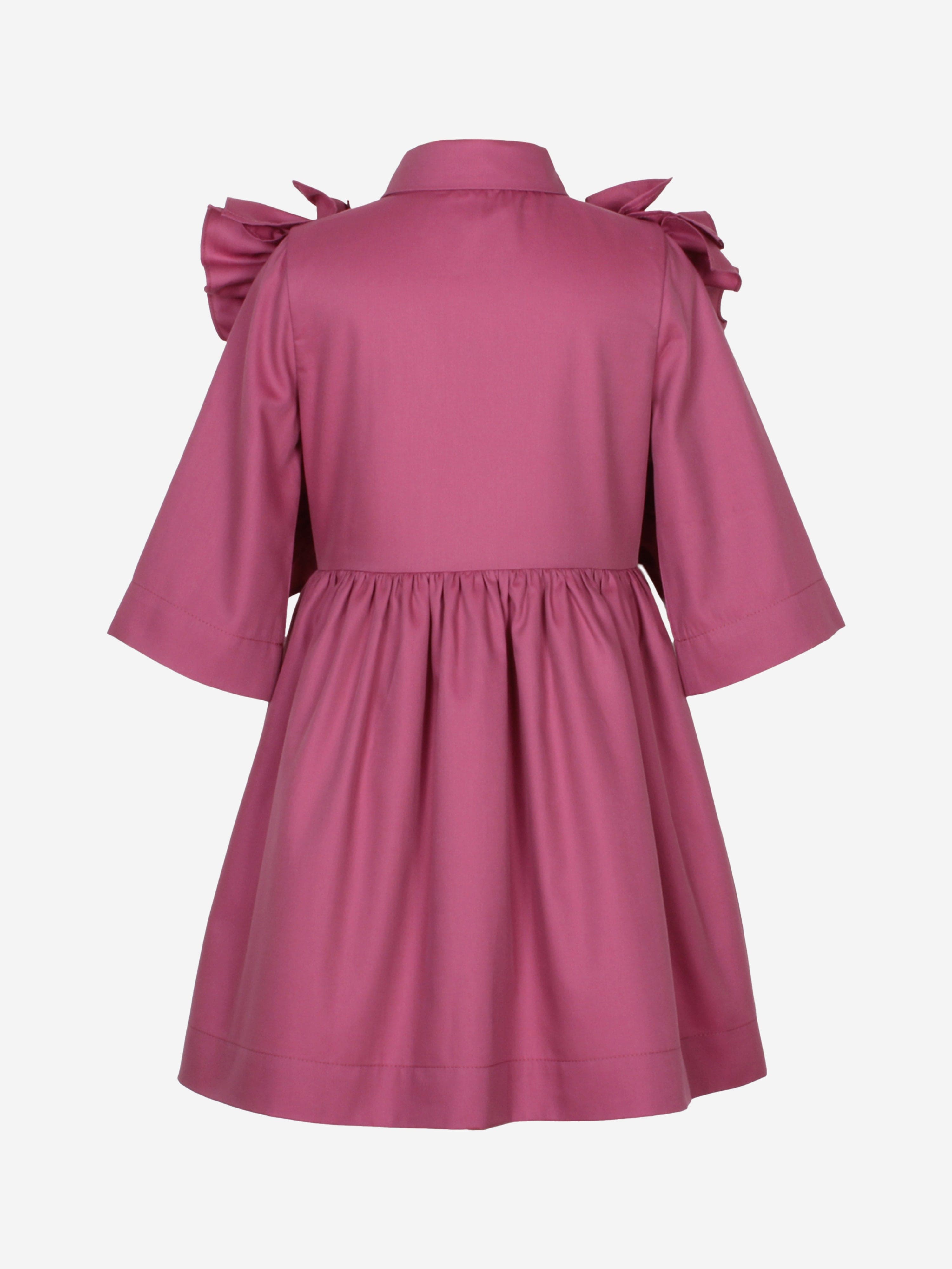 Jessie And James Girls Ripple Dress With Sleeves in Purple