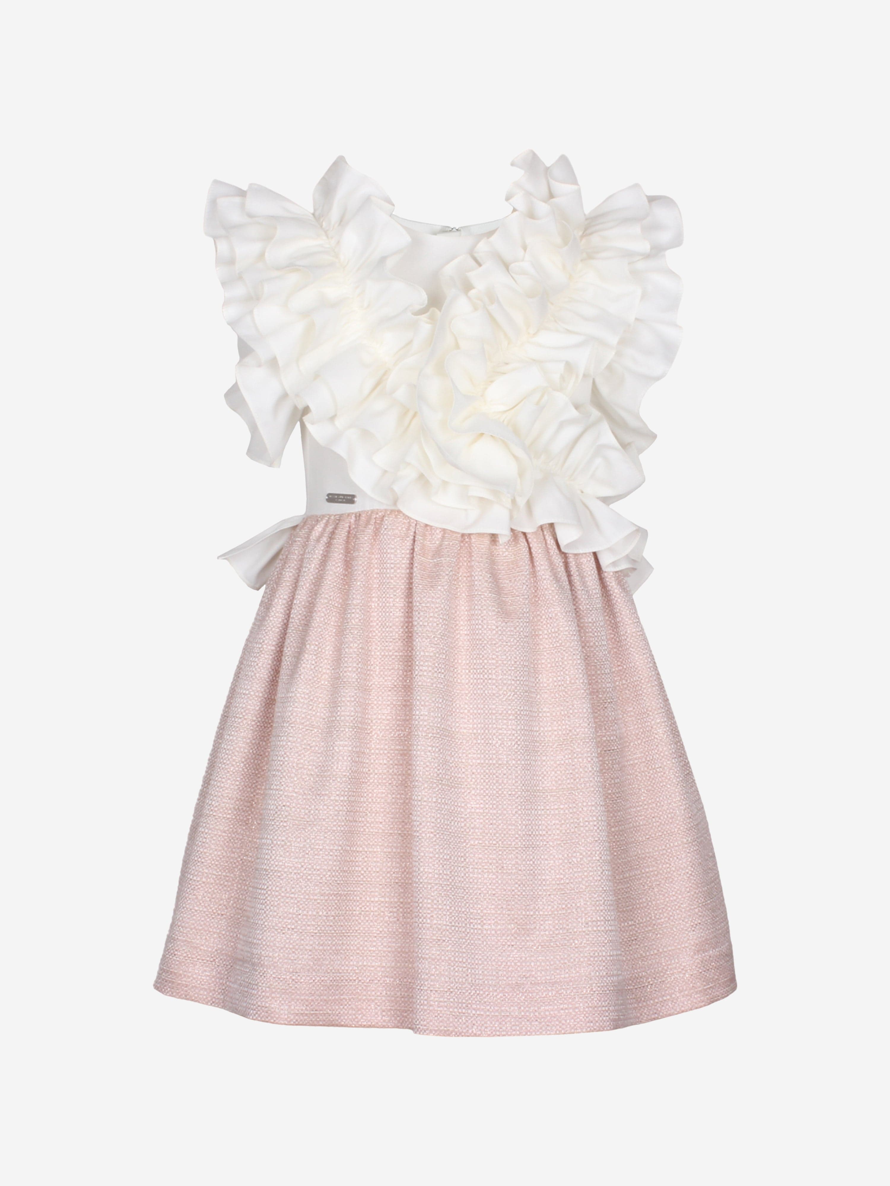 Jessie And James Girls Jabot Dress in Pink