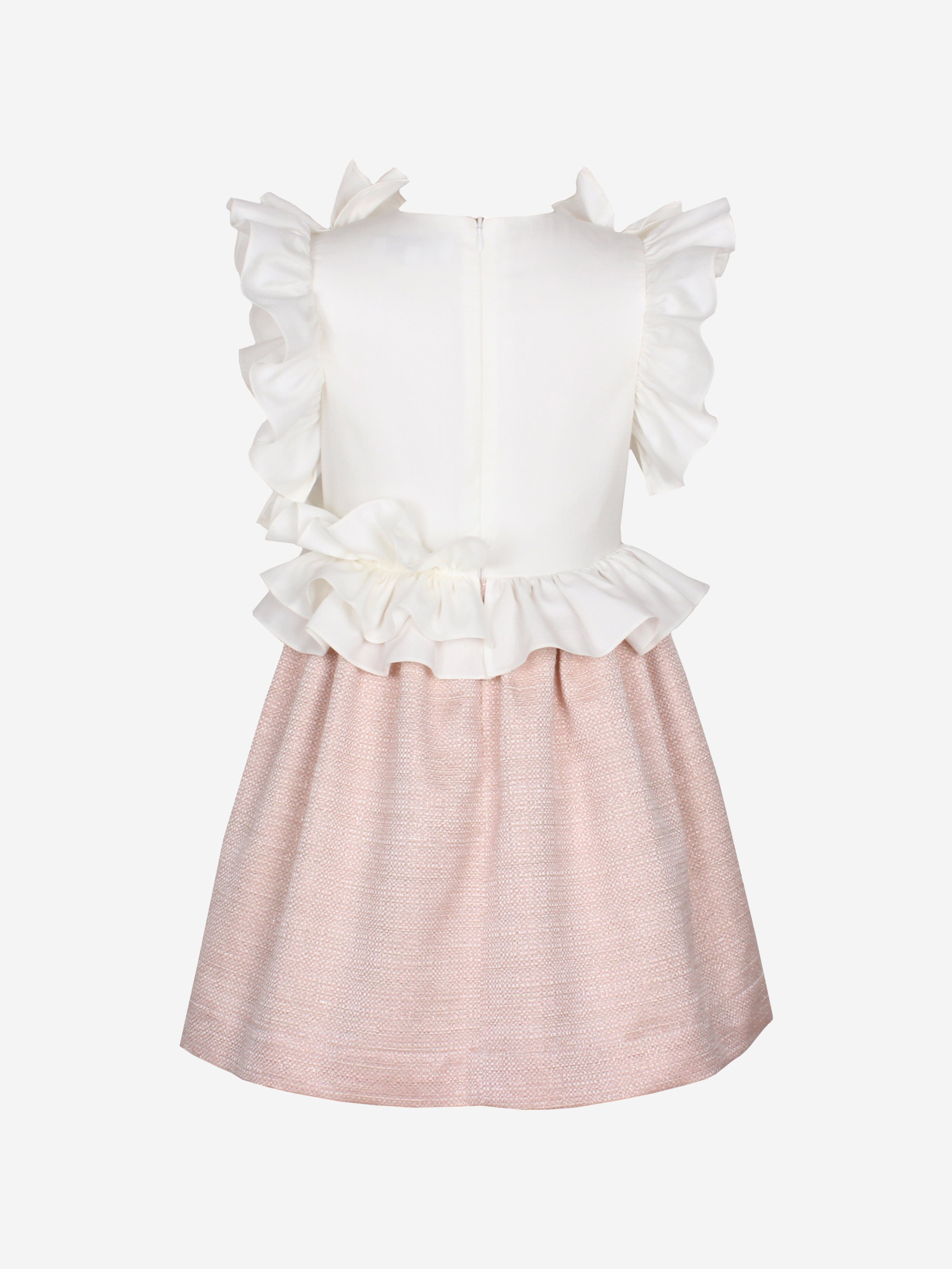 Jessie And James Girls Jabot Dress in Pink