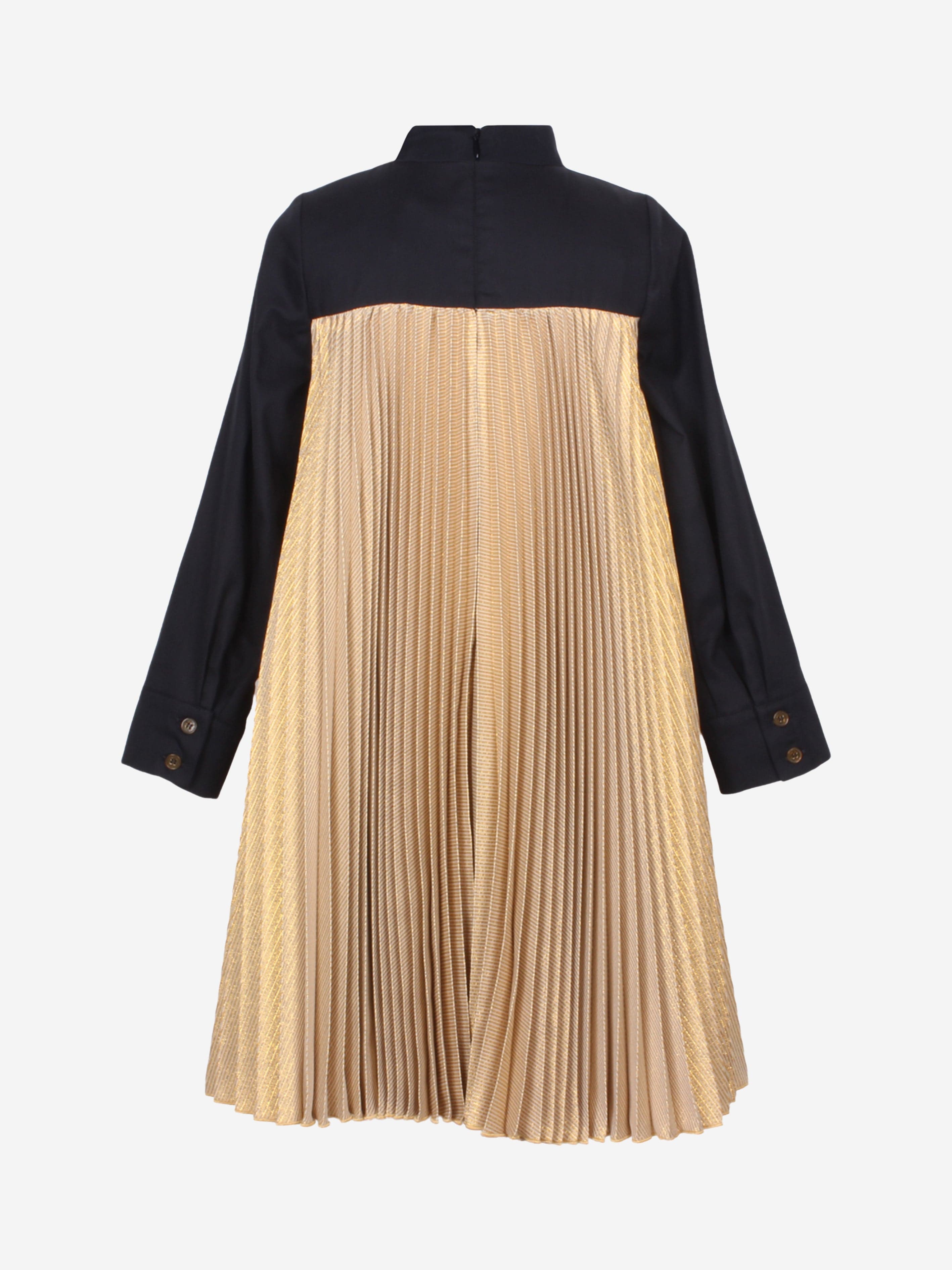 Jessie And James Girls Pleats Please Dress in Gold