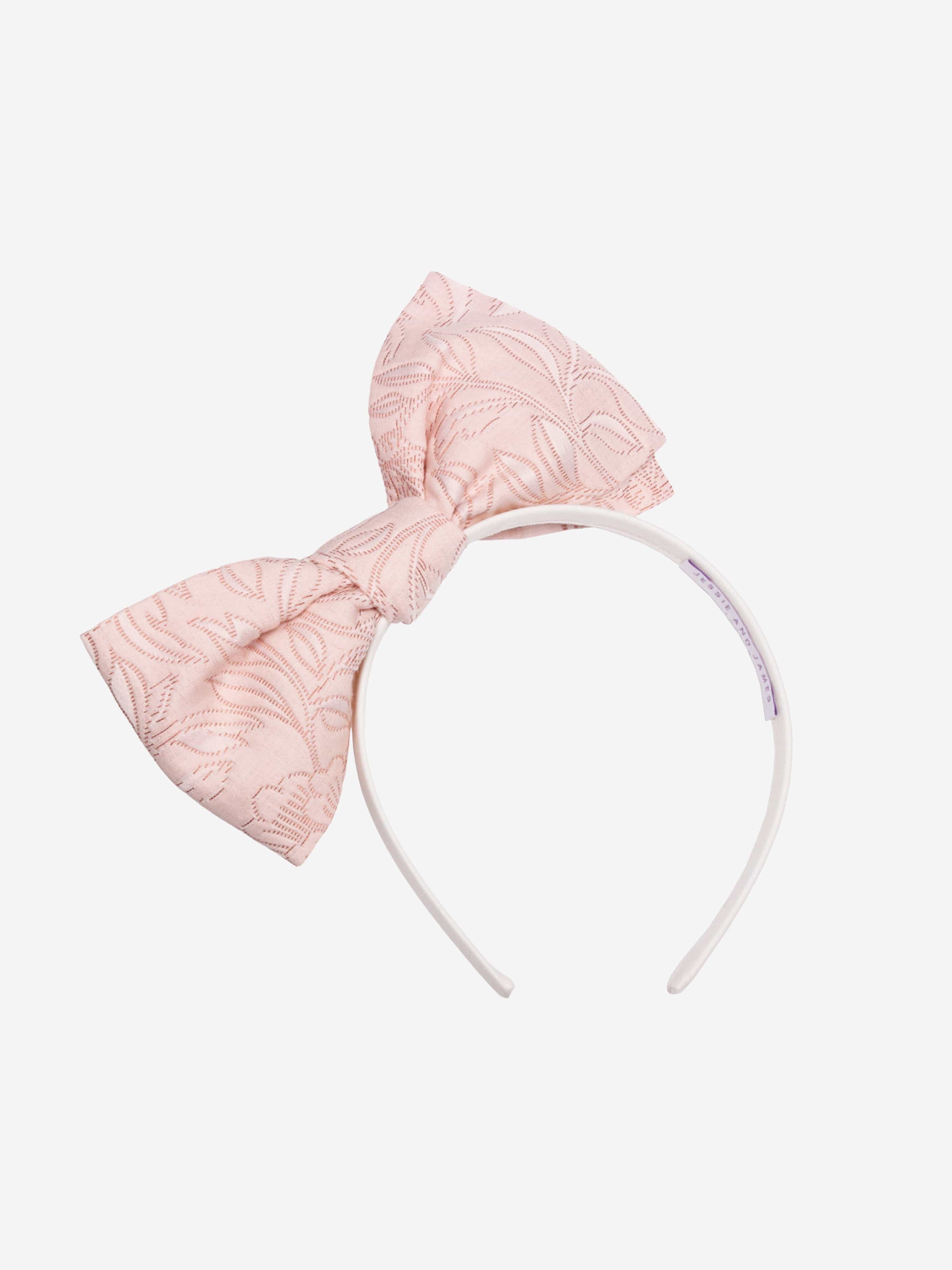 Jessie And James Girls Origami Jacquard Bow Headband in Pink