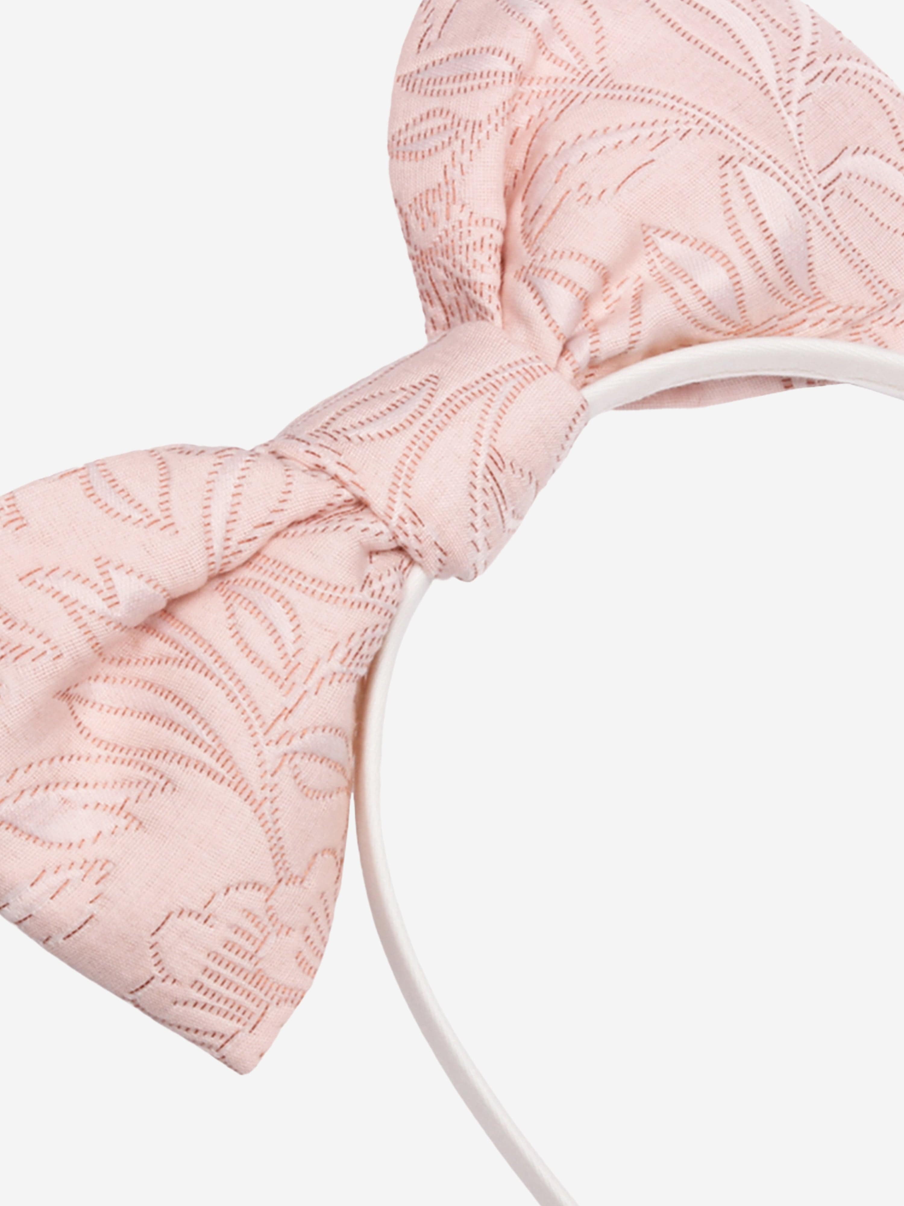 Jessie And James Girls Origami Jacquard Bow Headband in Pink