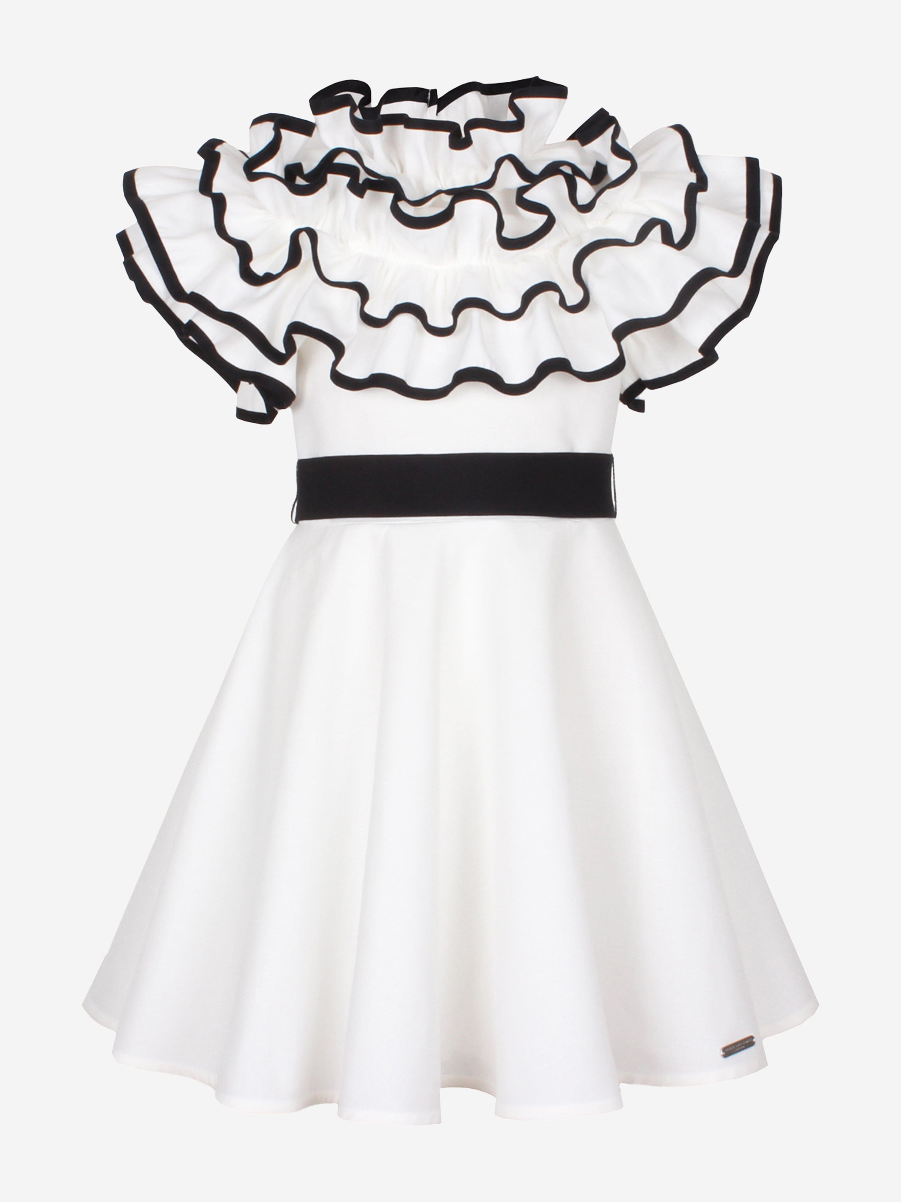 Girls Frilly Glamour Dress in White