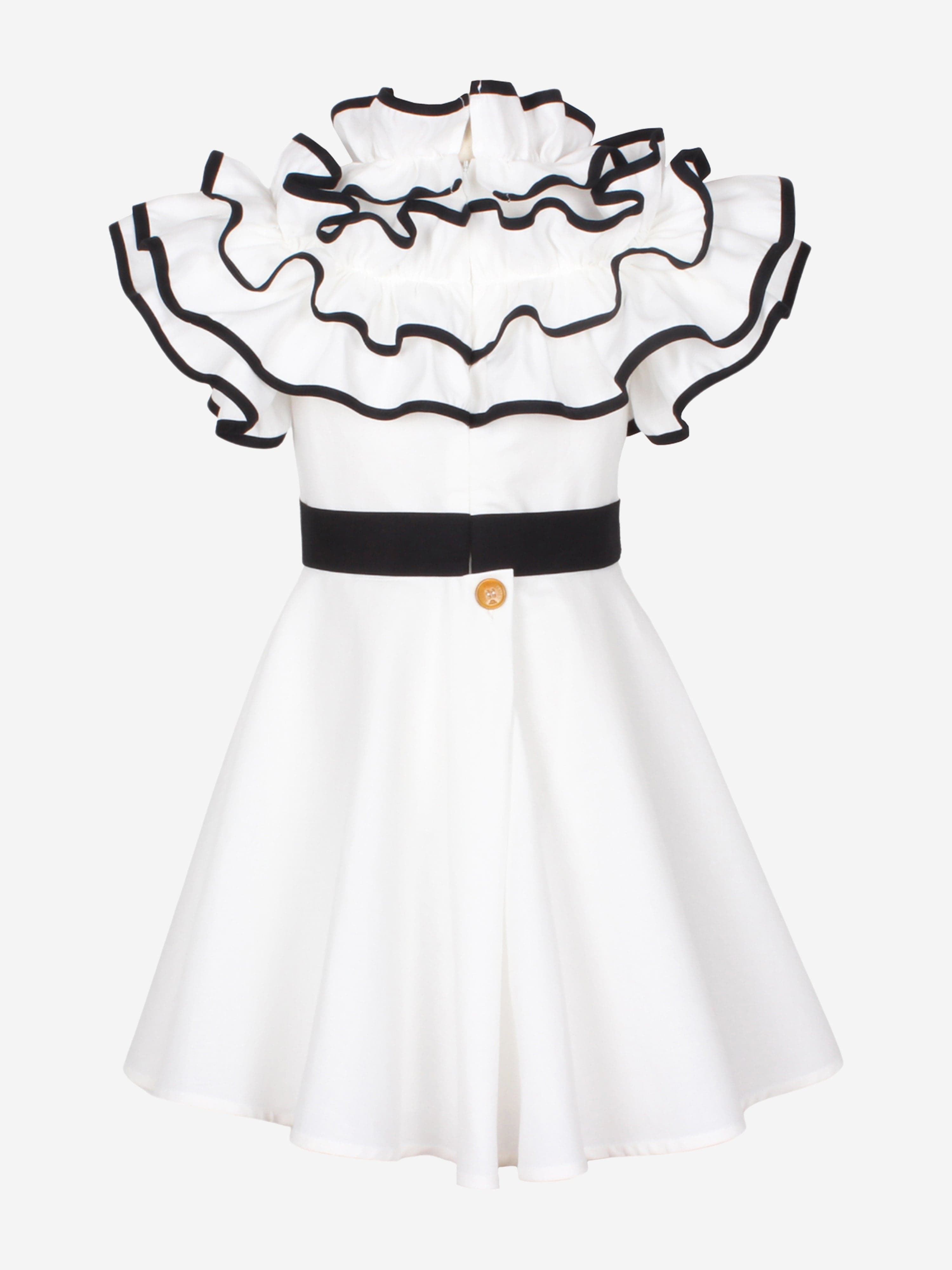 Girls Frilly Glamour Dress in White