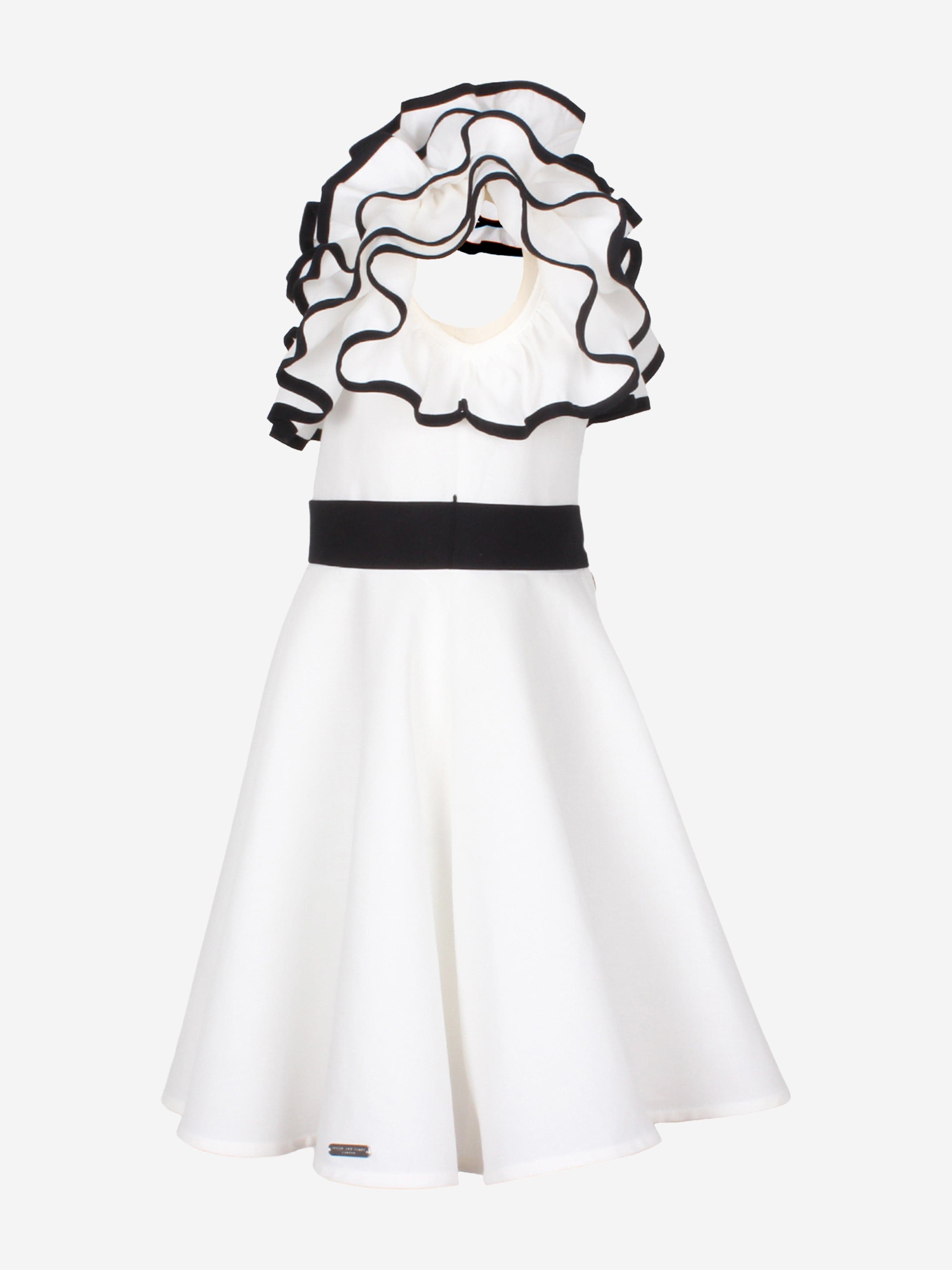 Girls Frilly Glamour Dress in White