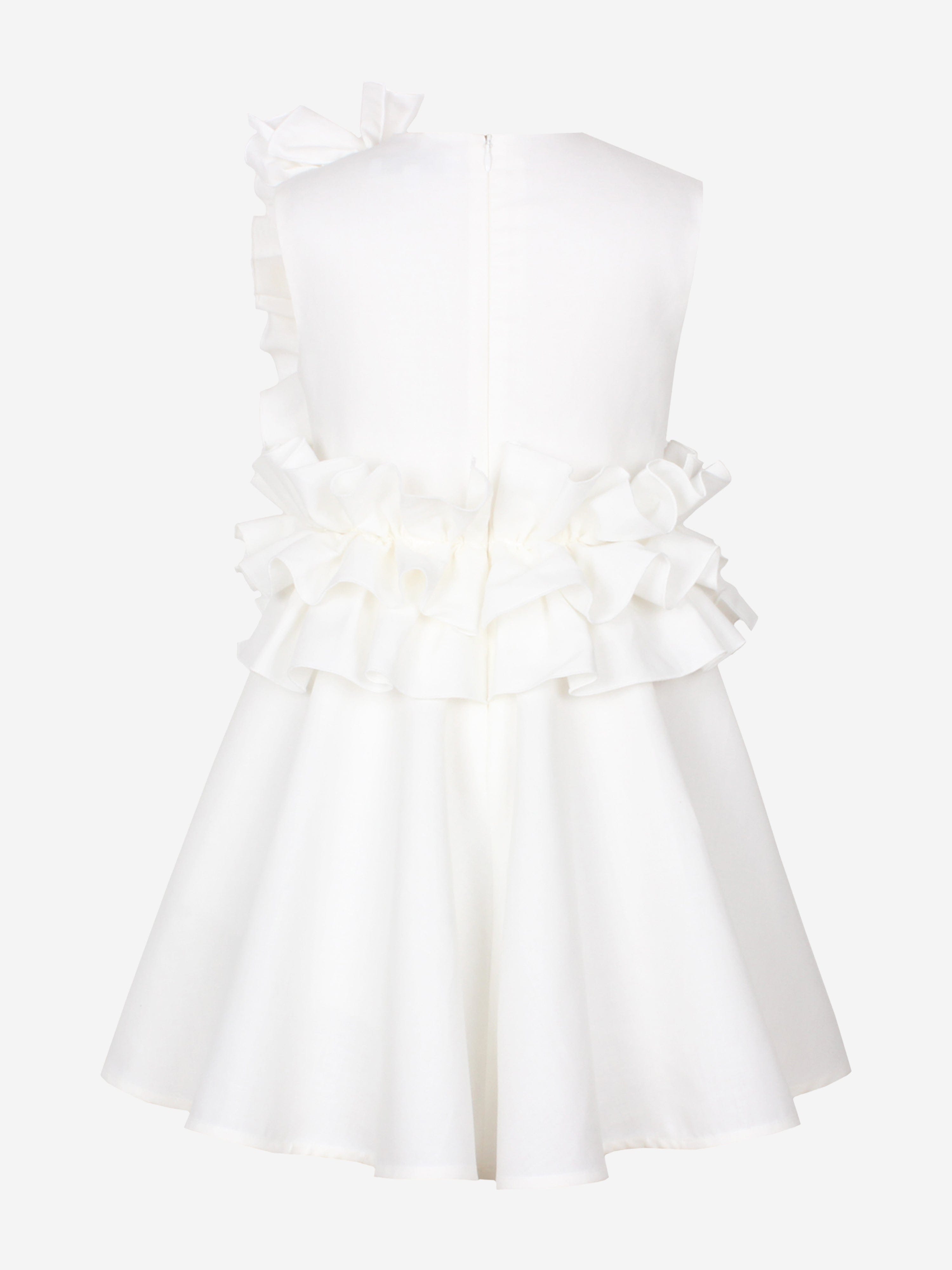 Girls Adage Ruffle Flower Dress in White