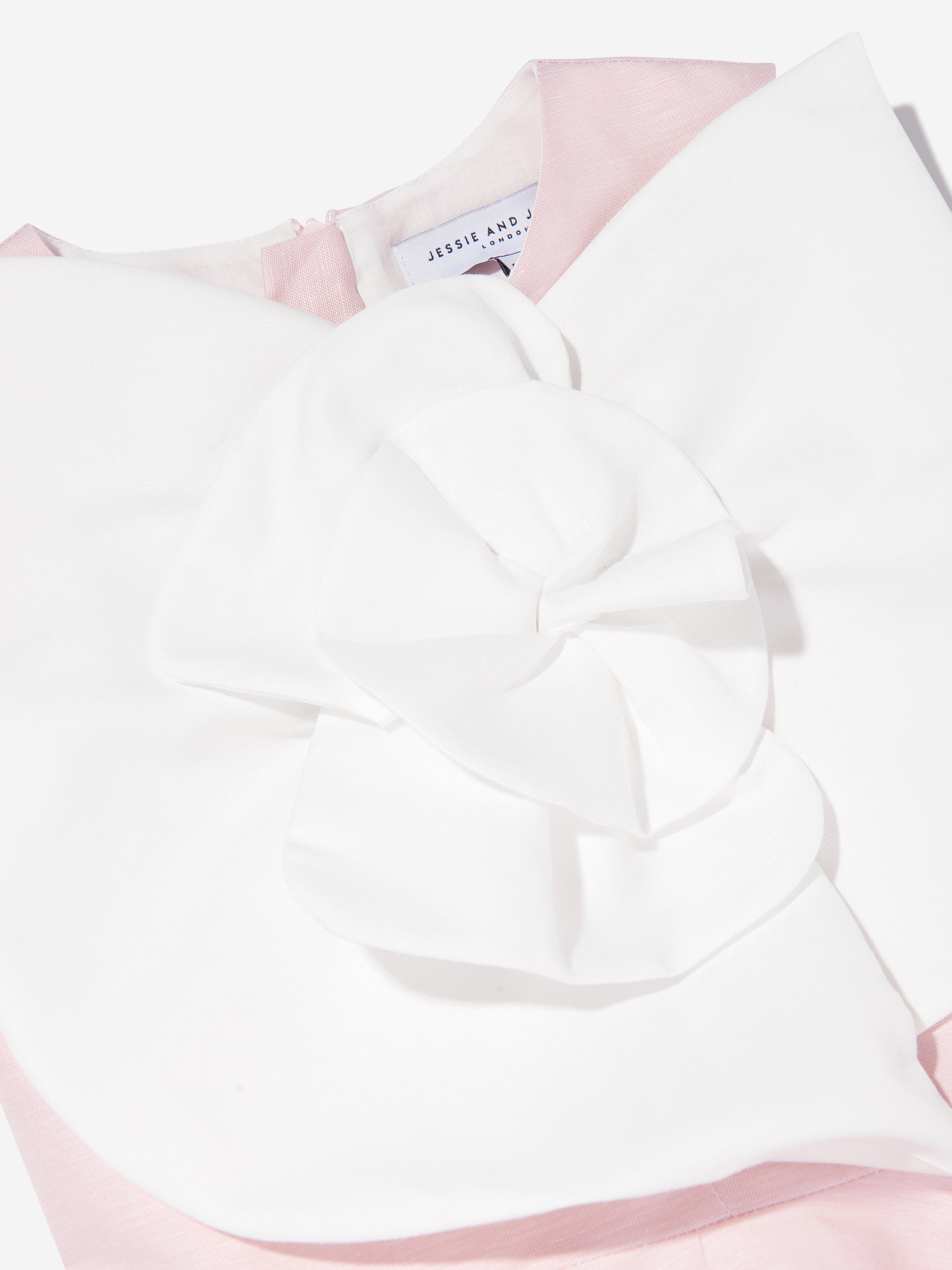 Jessie And James Girls Peony Flower Dress in Pink