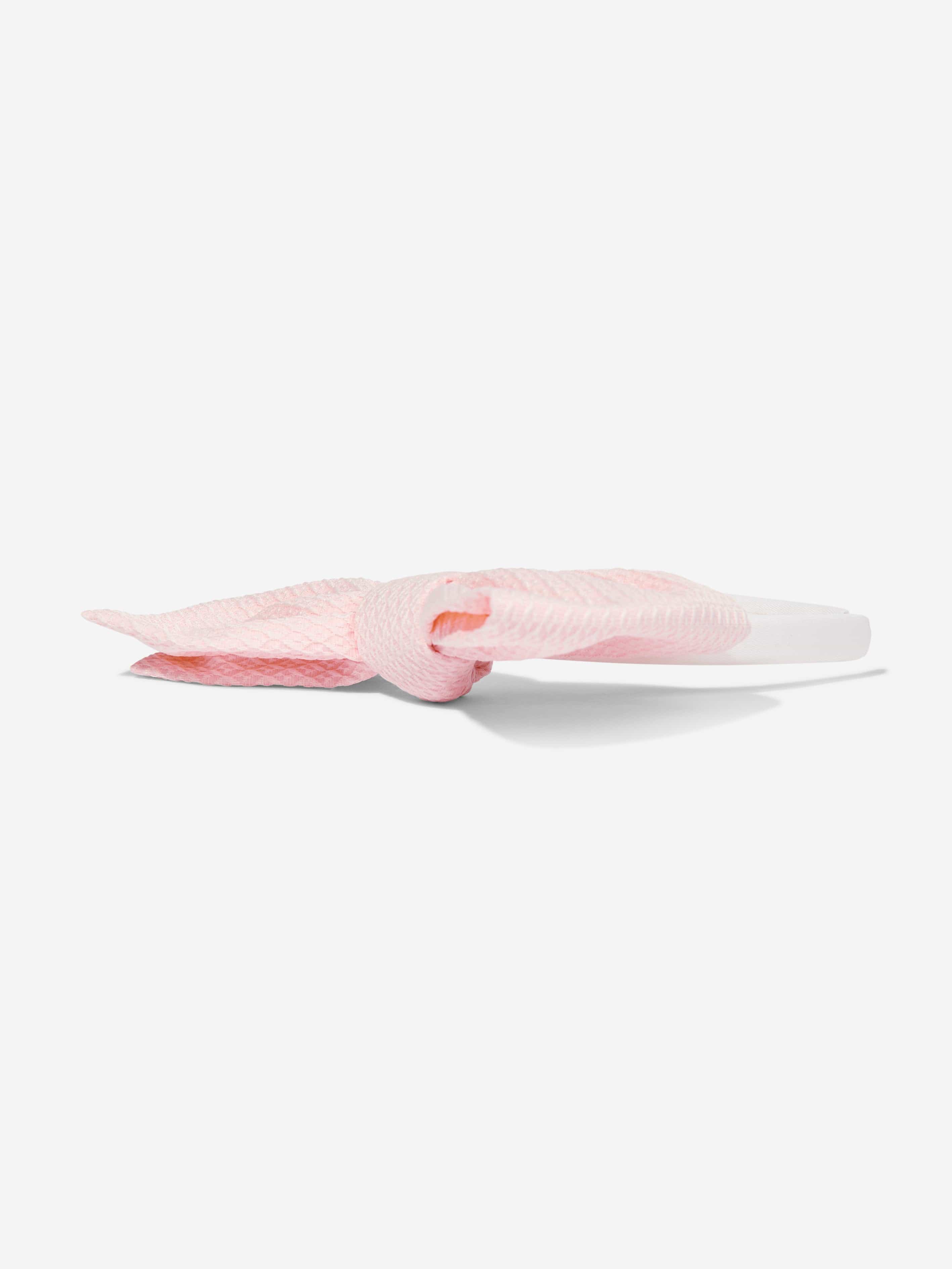 Jessie And James Girls Origami Dotty Jacquard Bow Headband in Pink