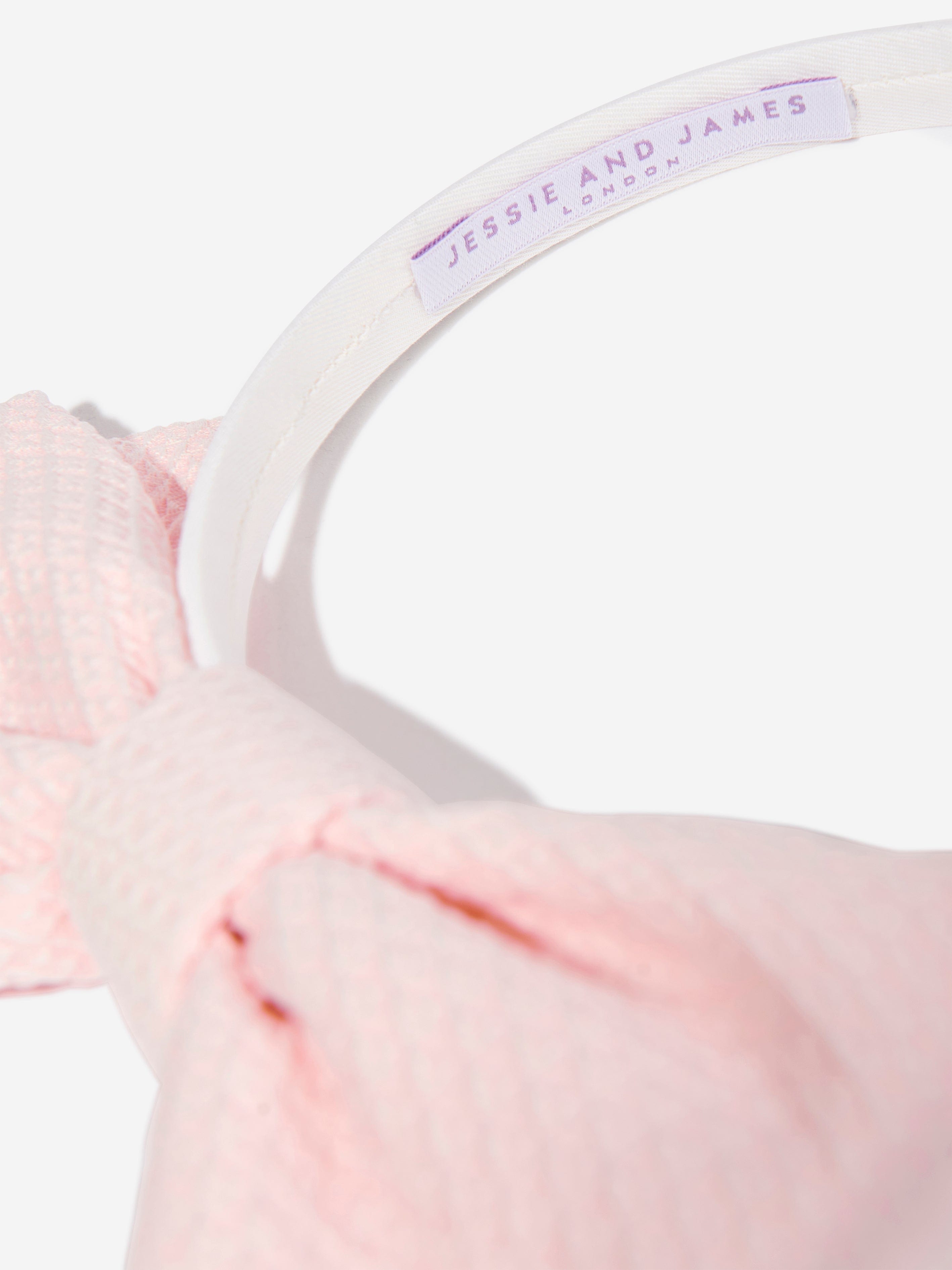 Jessie And James Girls Origami Dotty Jacquard Bow Headband in Pink