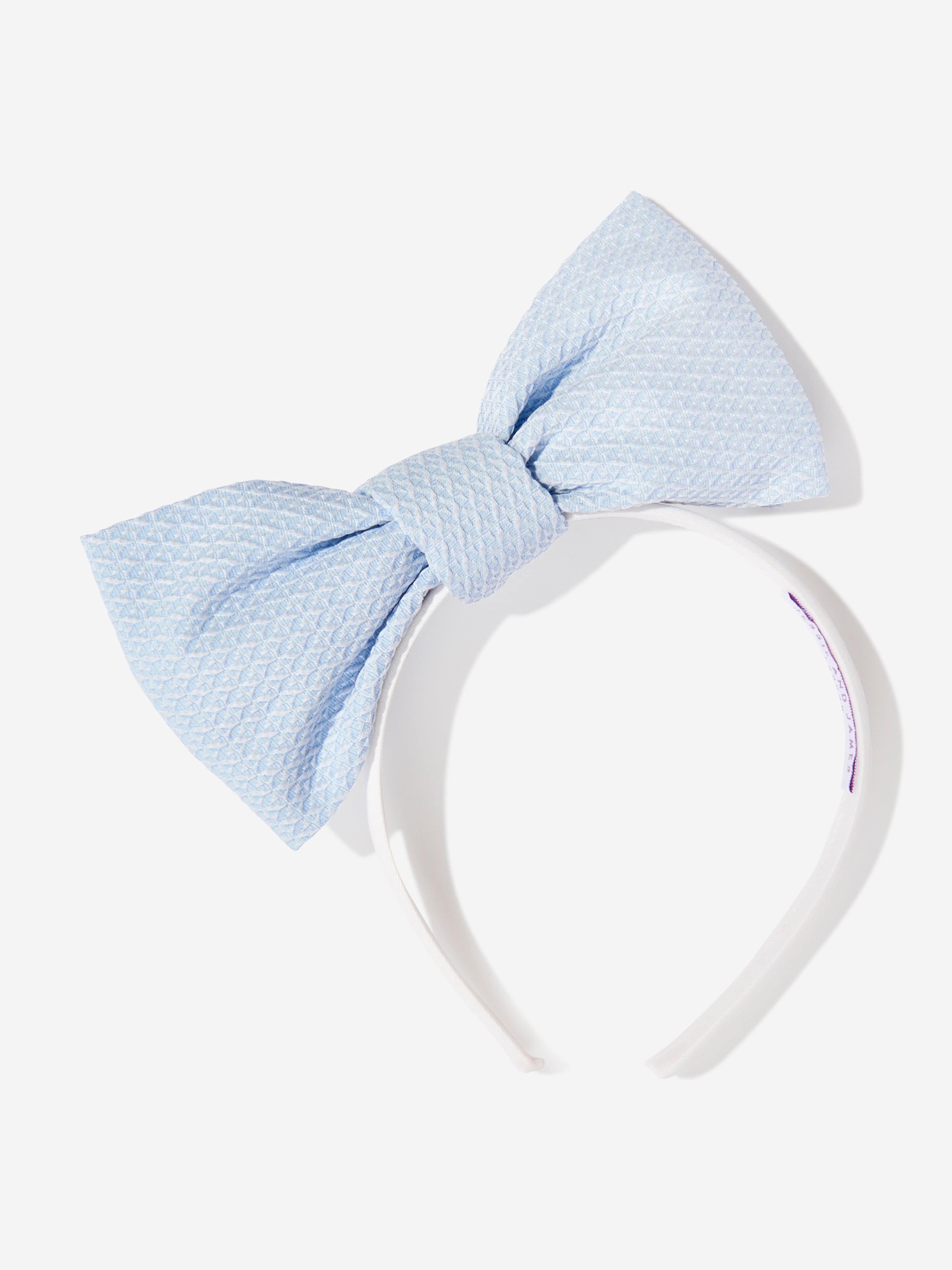 Jessie And James Girls Origami Dotty Jacquard Bow Headband in Blue