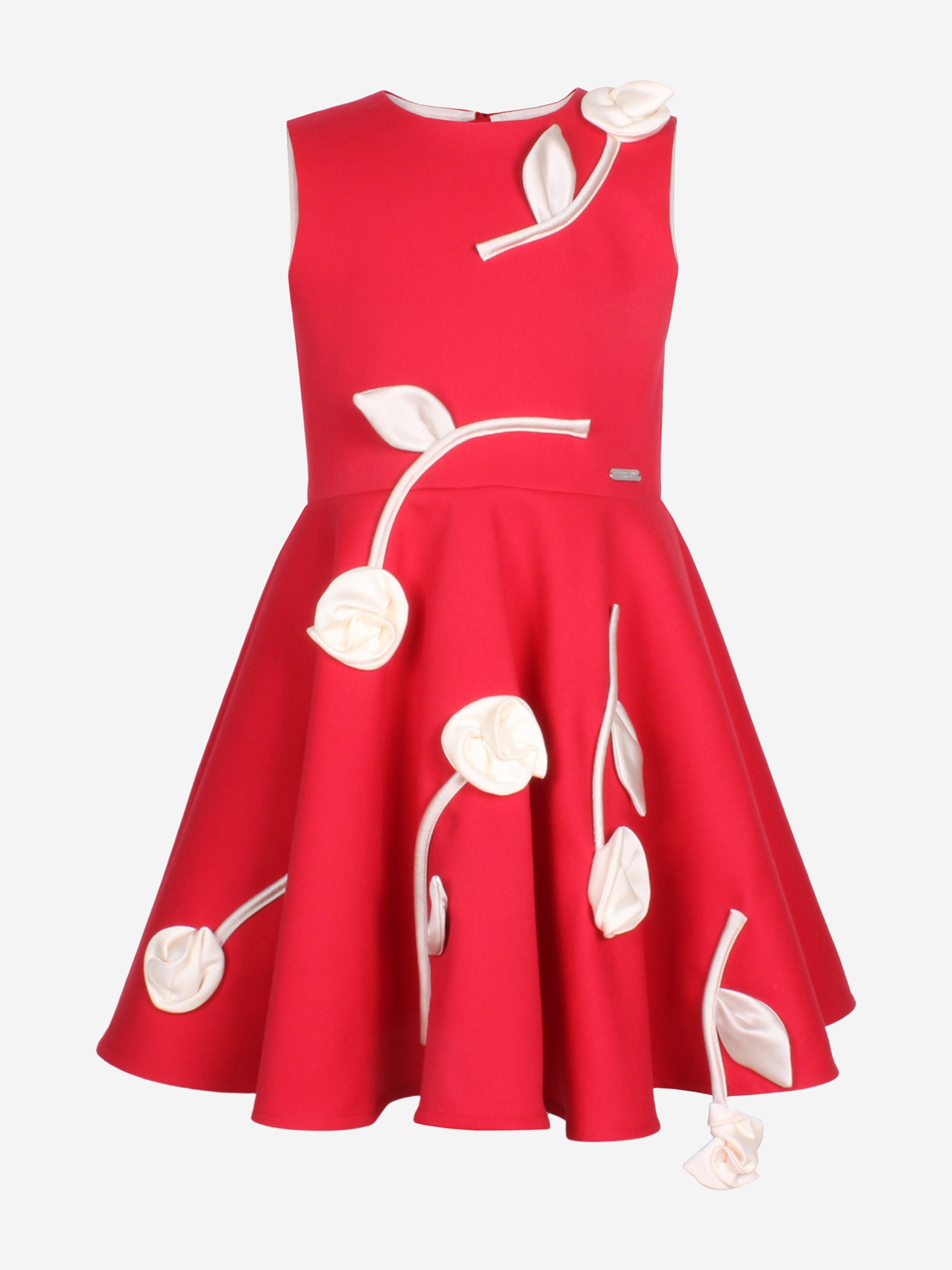 Jessie And James Girls Rain Of Flowers Dress in Red