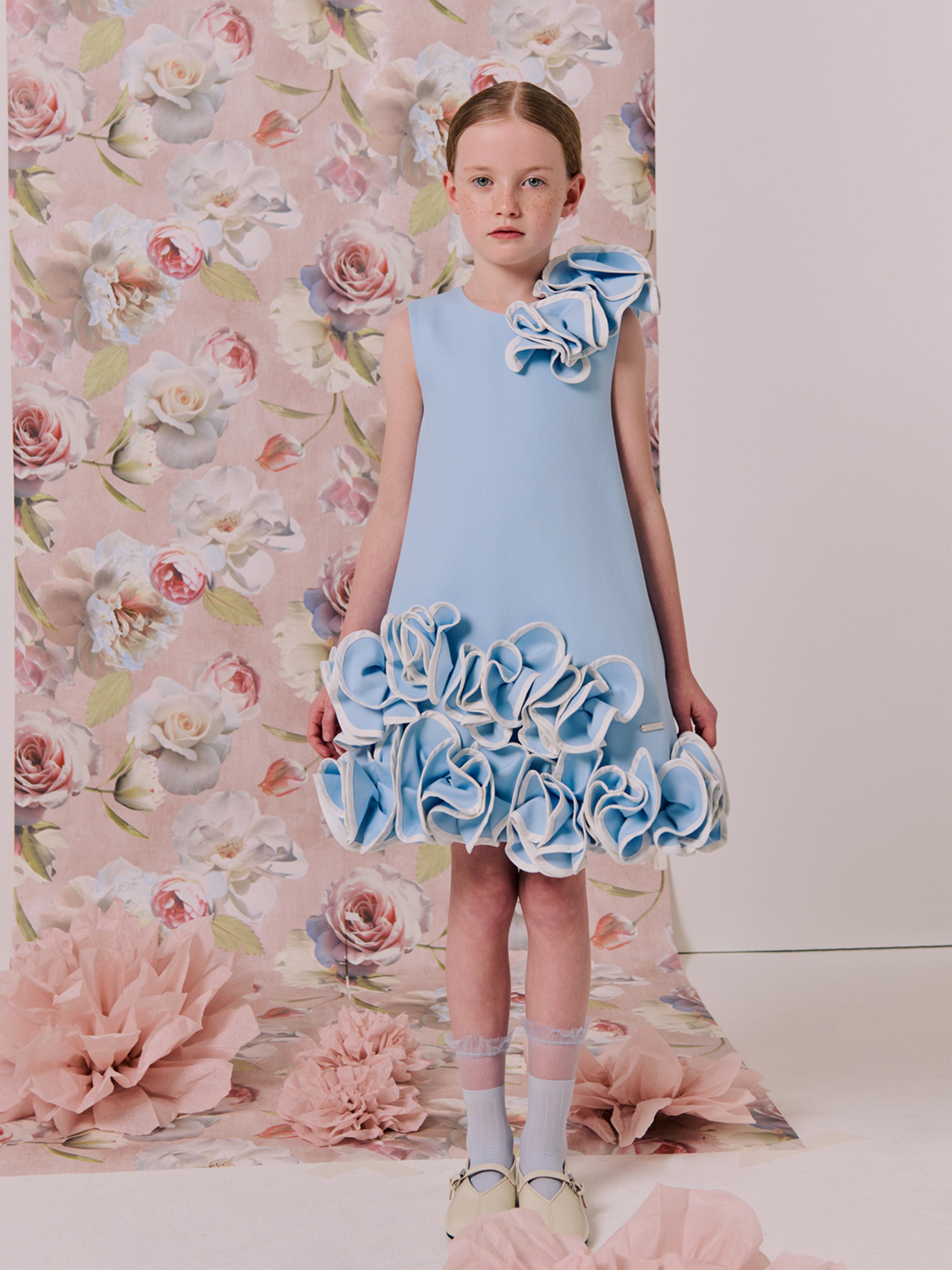Jessie And James Girls Blossoming Love Dress in Blue