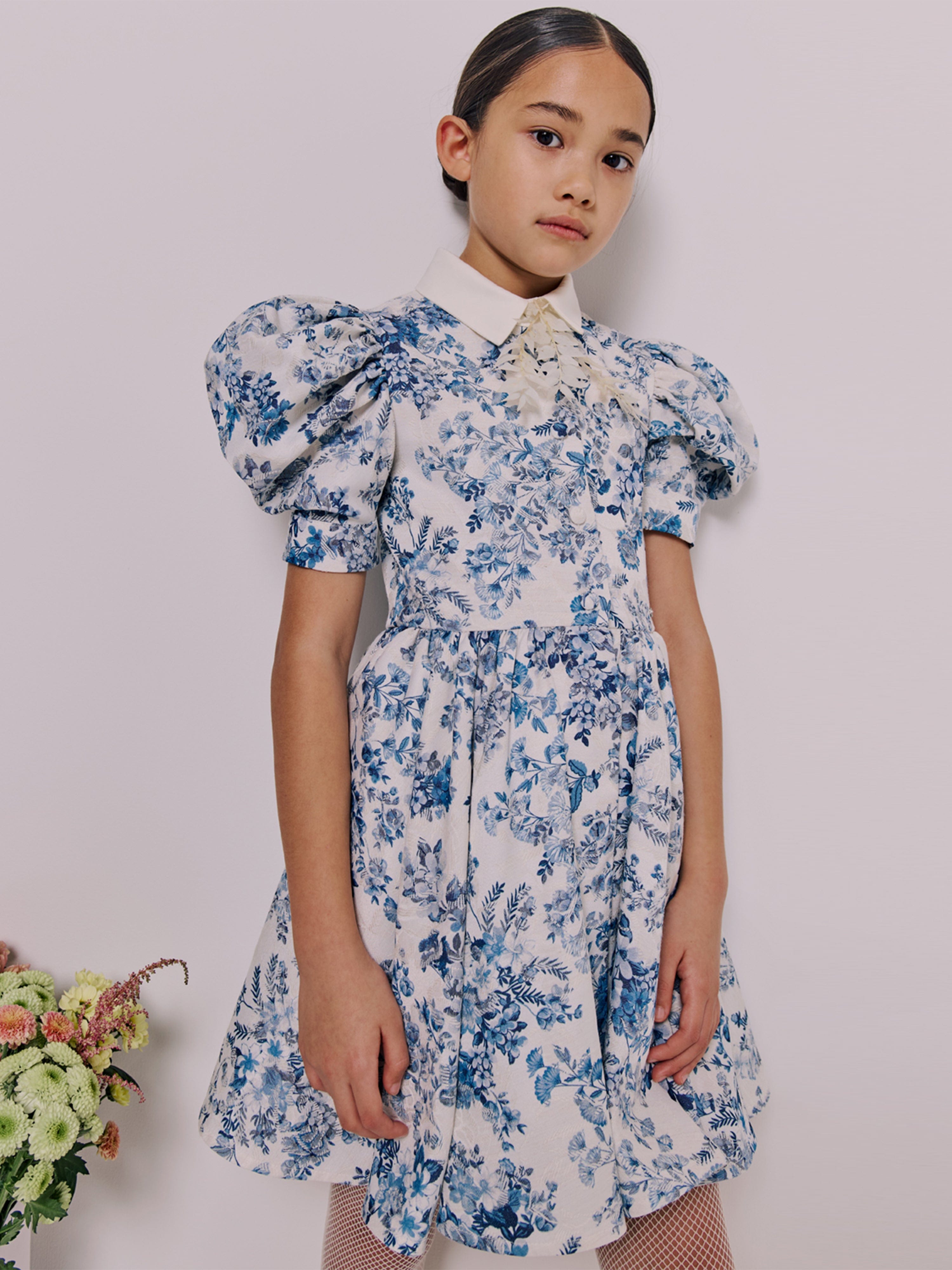 Jessie And James Girls Carousel Dress in Blue