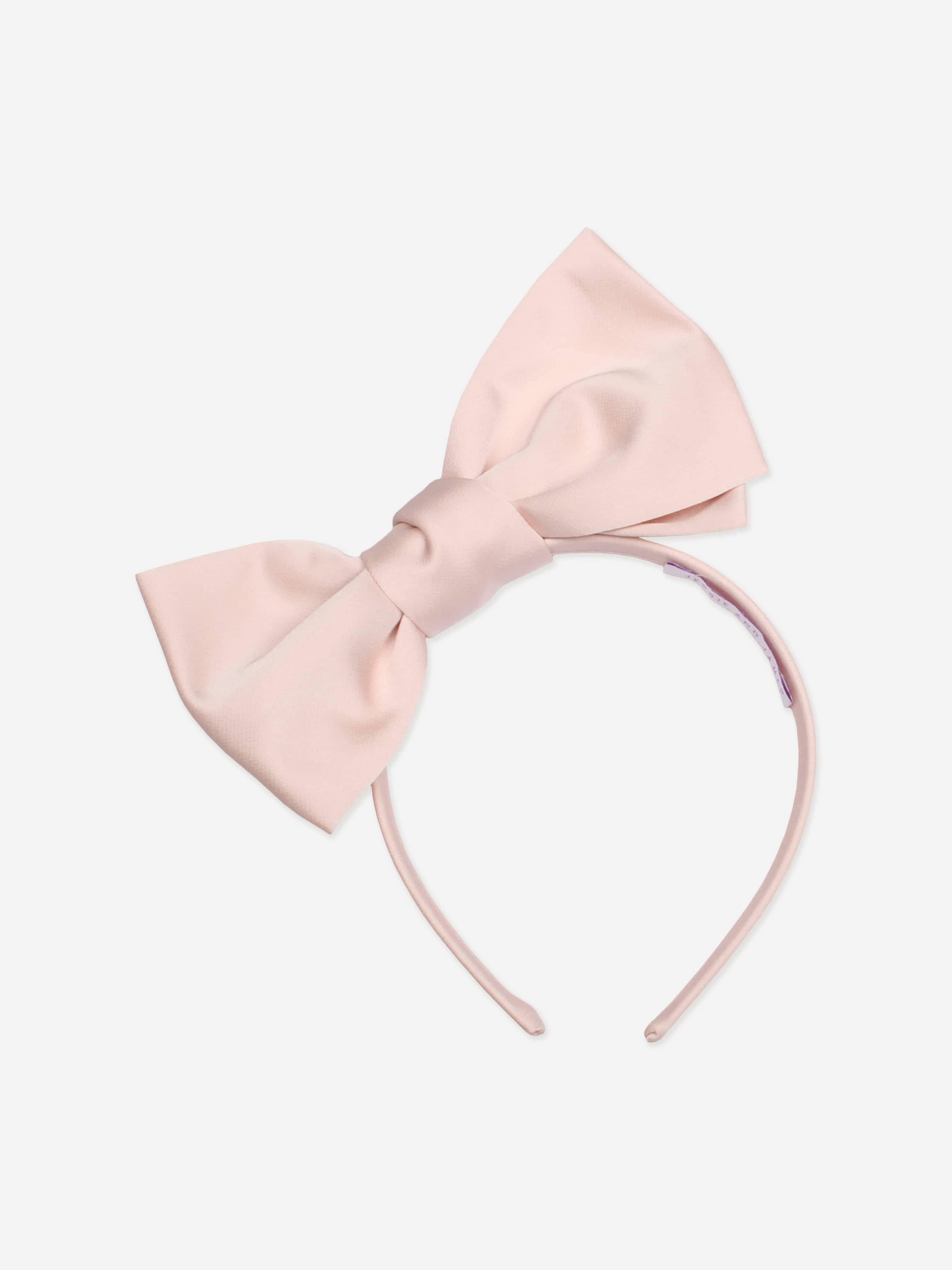 Jessie And James Girls Satin Origami Bow Headband in Pink
