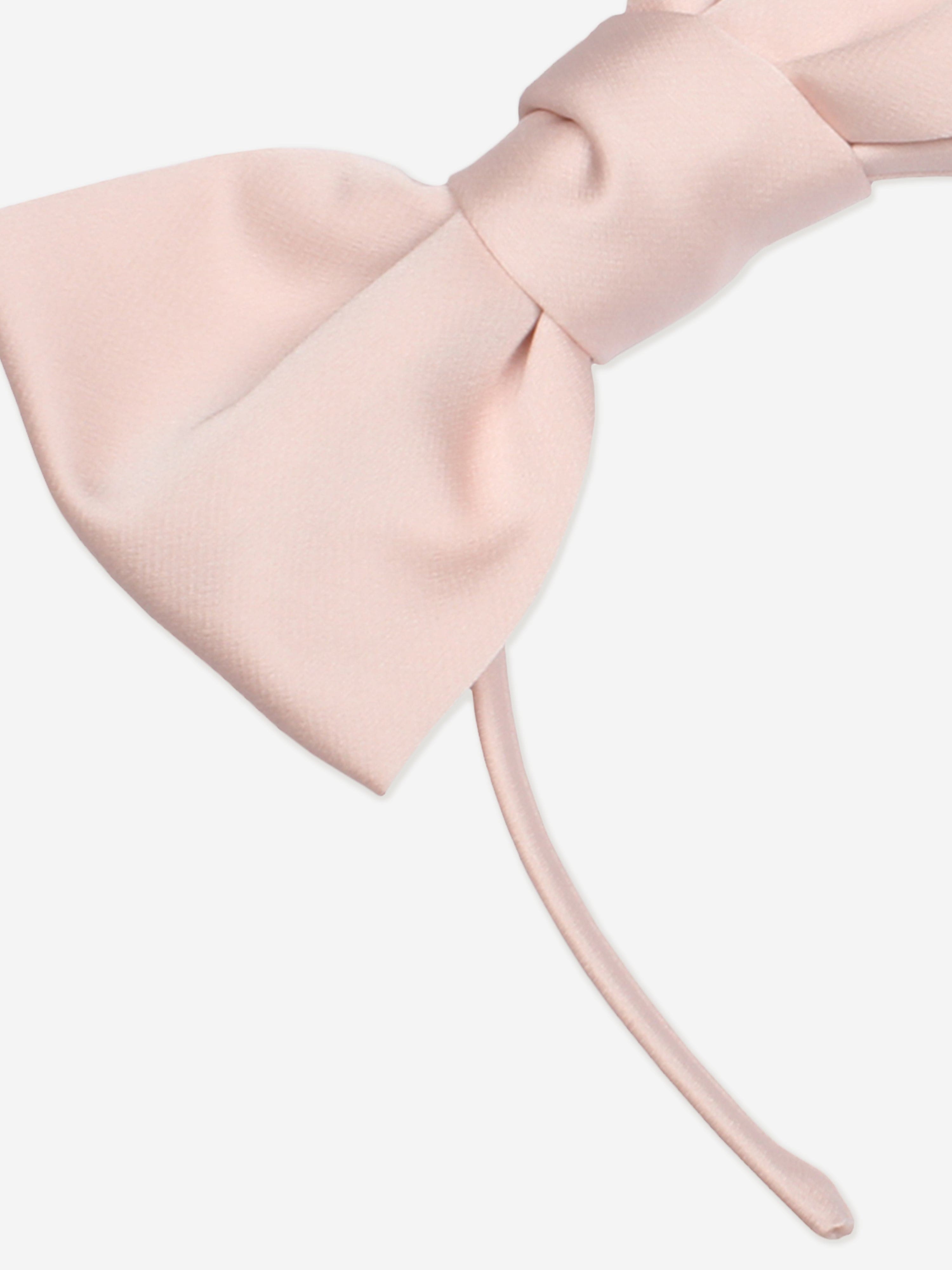 Jessie And James Girls Satin Origami Bow Headband in Pink