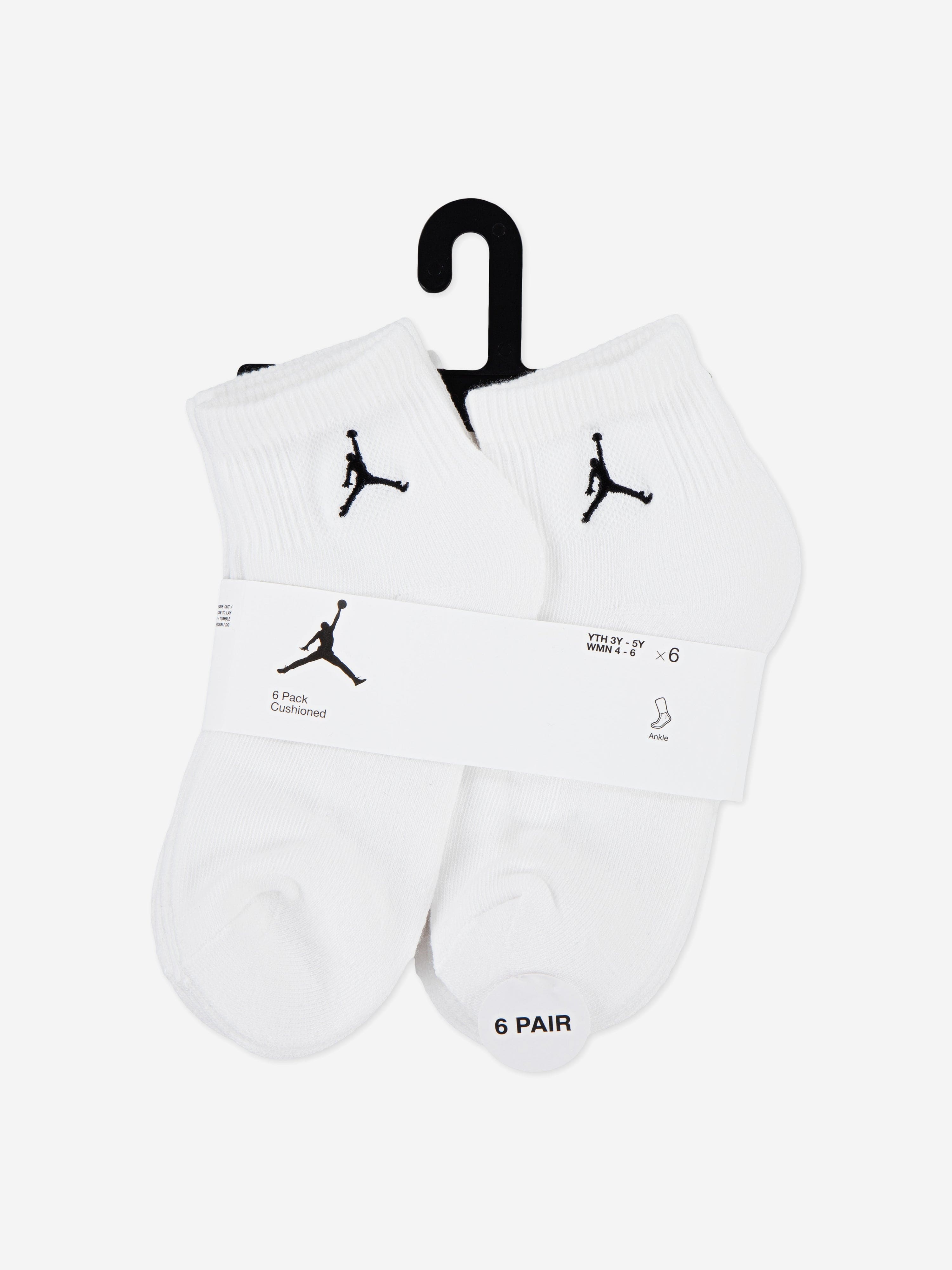 Jordan Kids Everyday Essentials 6 Pack Ankle Socks Set in White