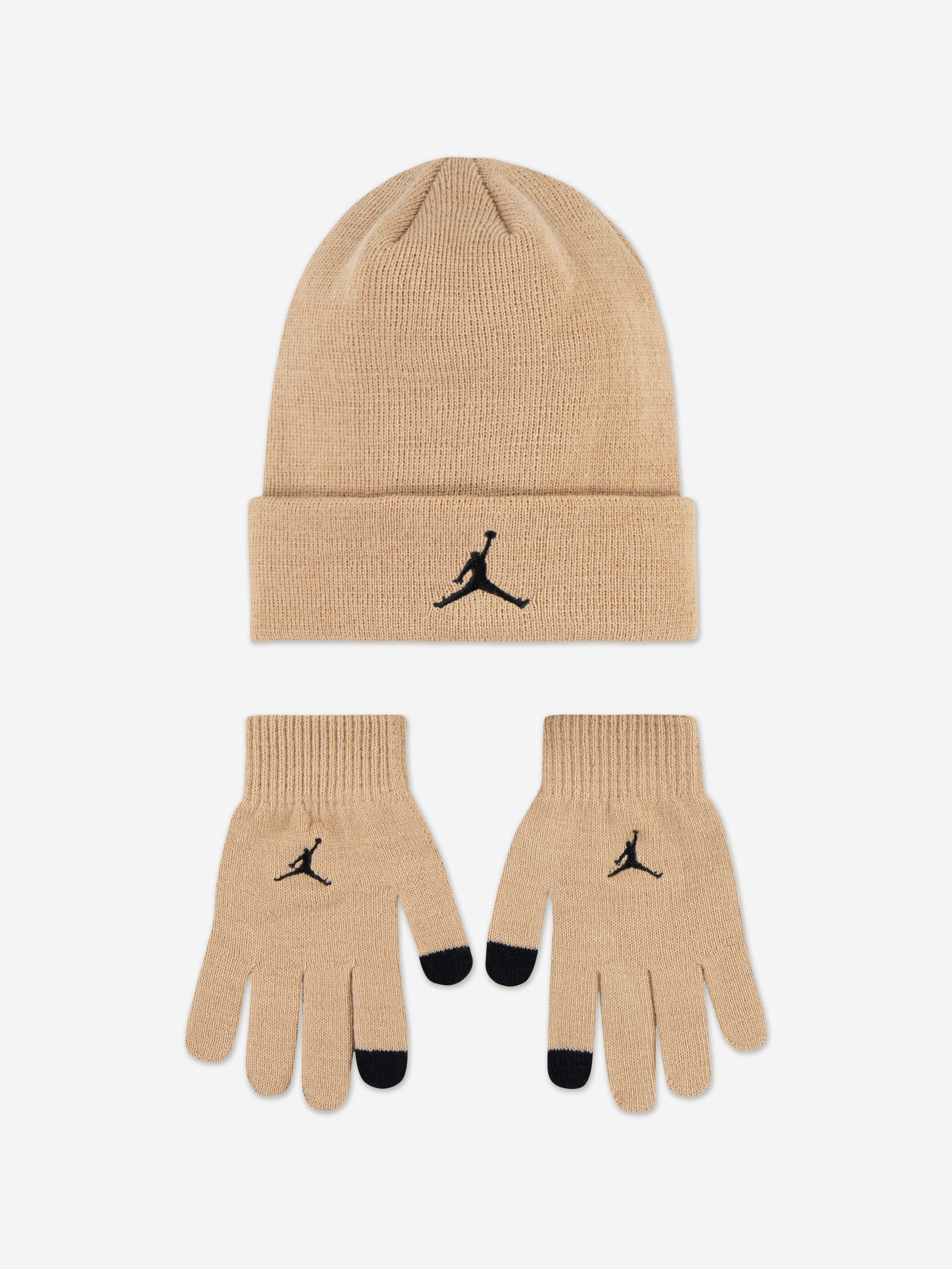 Jordan Kids Essentials Beanie Set in Beige