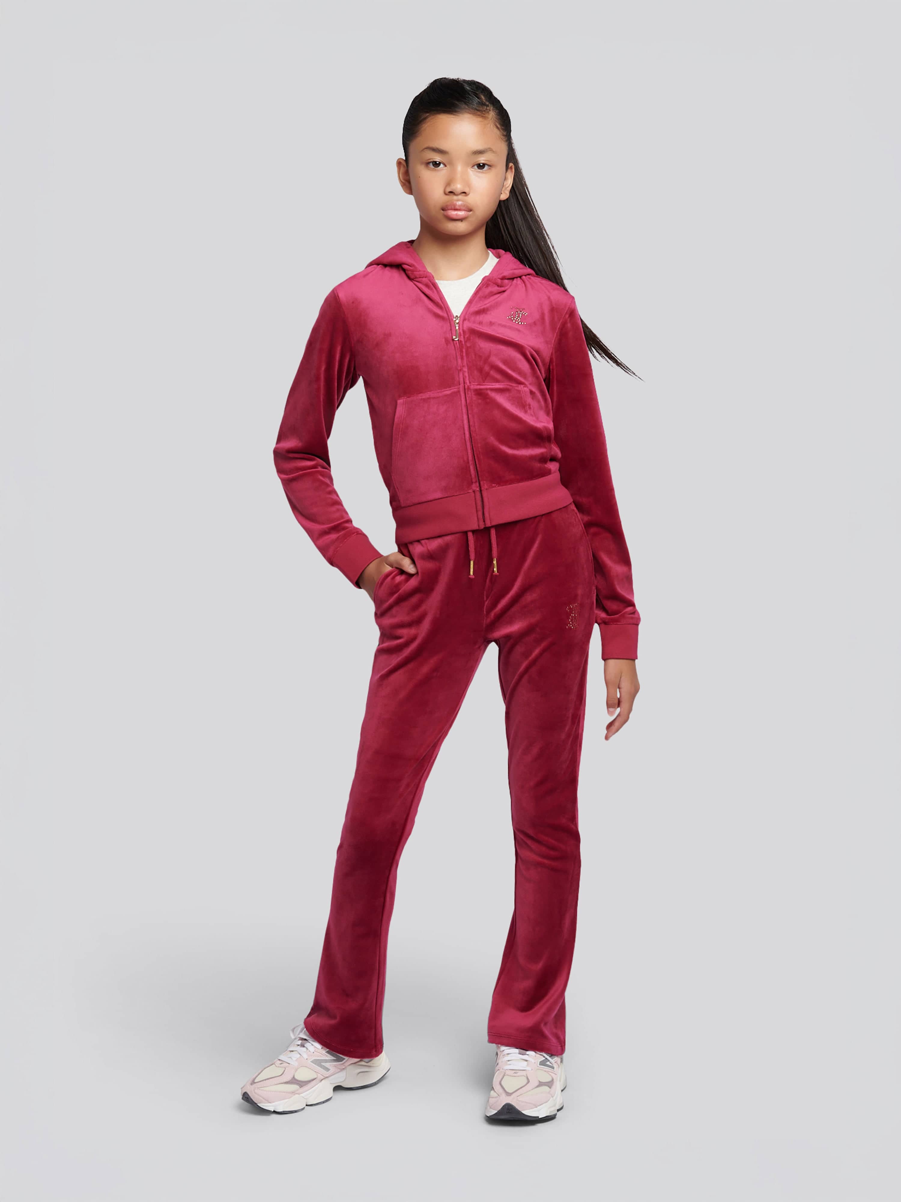 Juicy Couture Girls Diamante Bootcut Joggers in Red