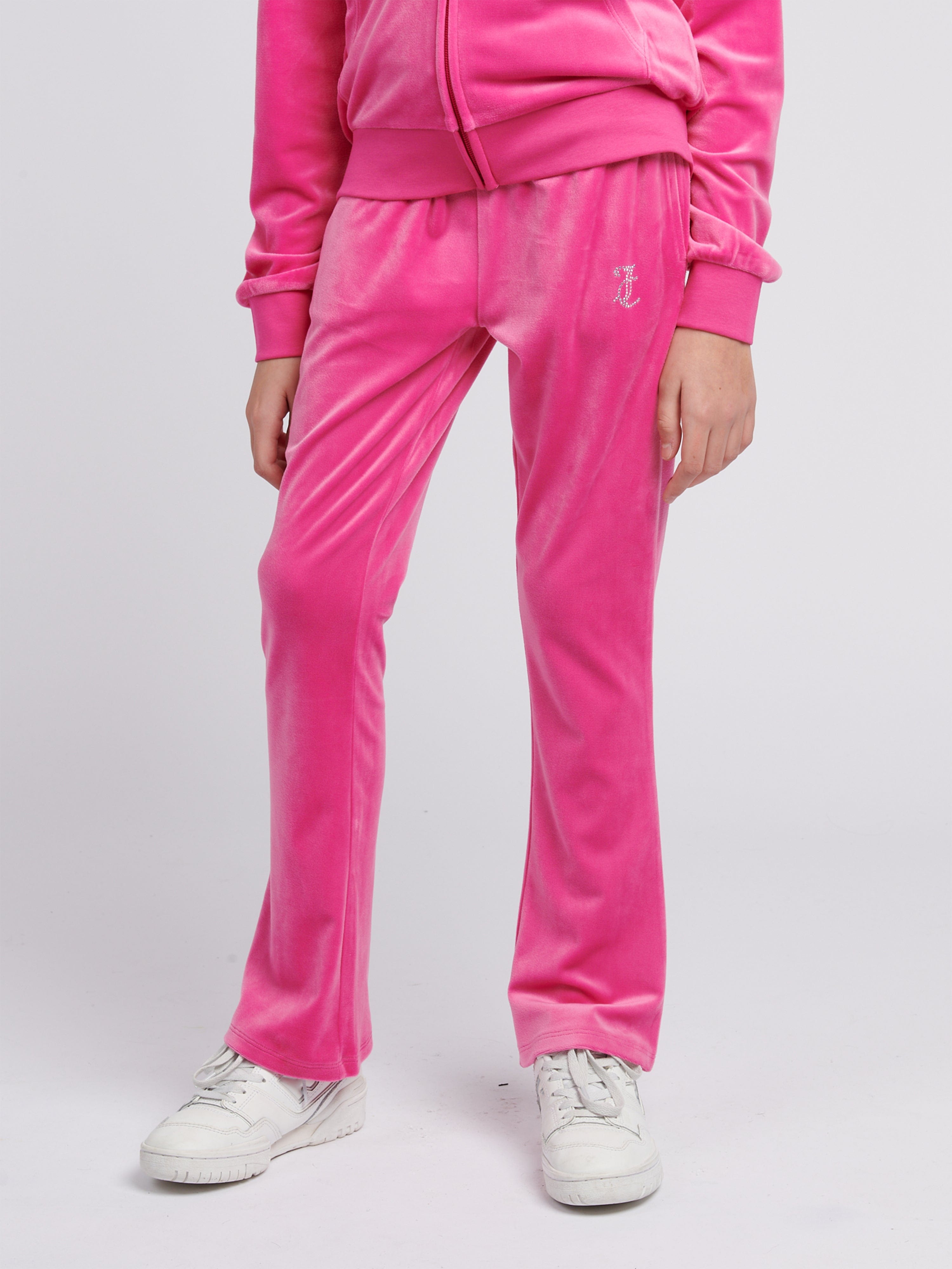 Girls Diamante Bootcut Joggers in Pink