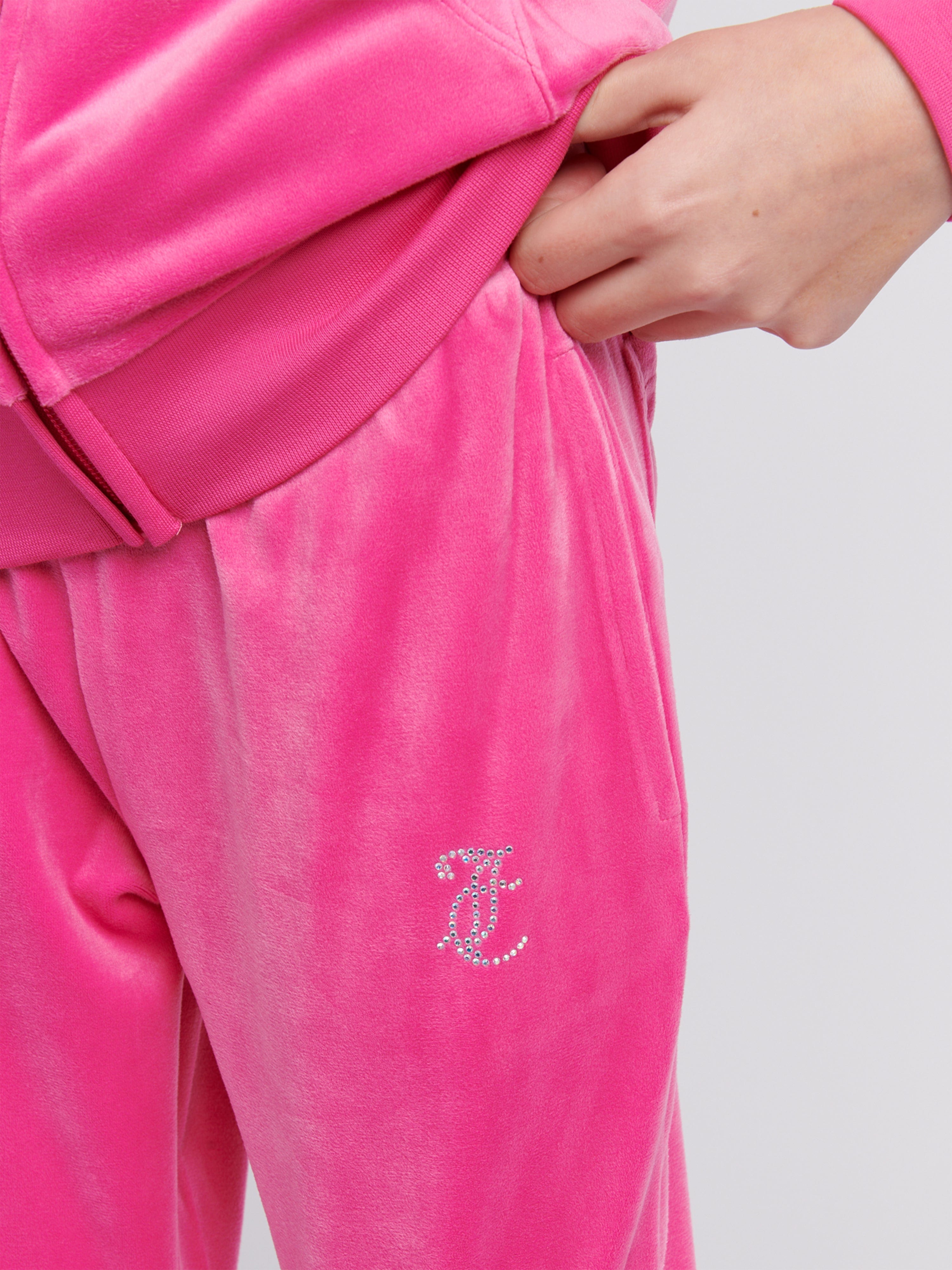 Girls Diamante Bootcut Joggers in Pink