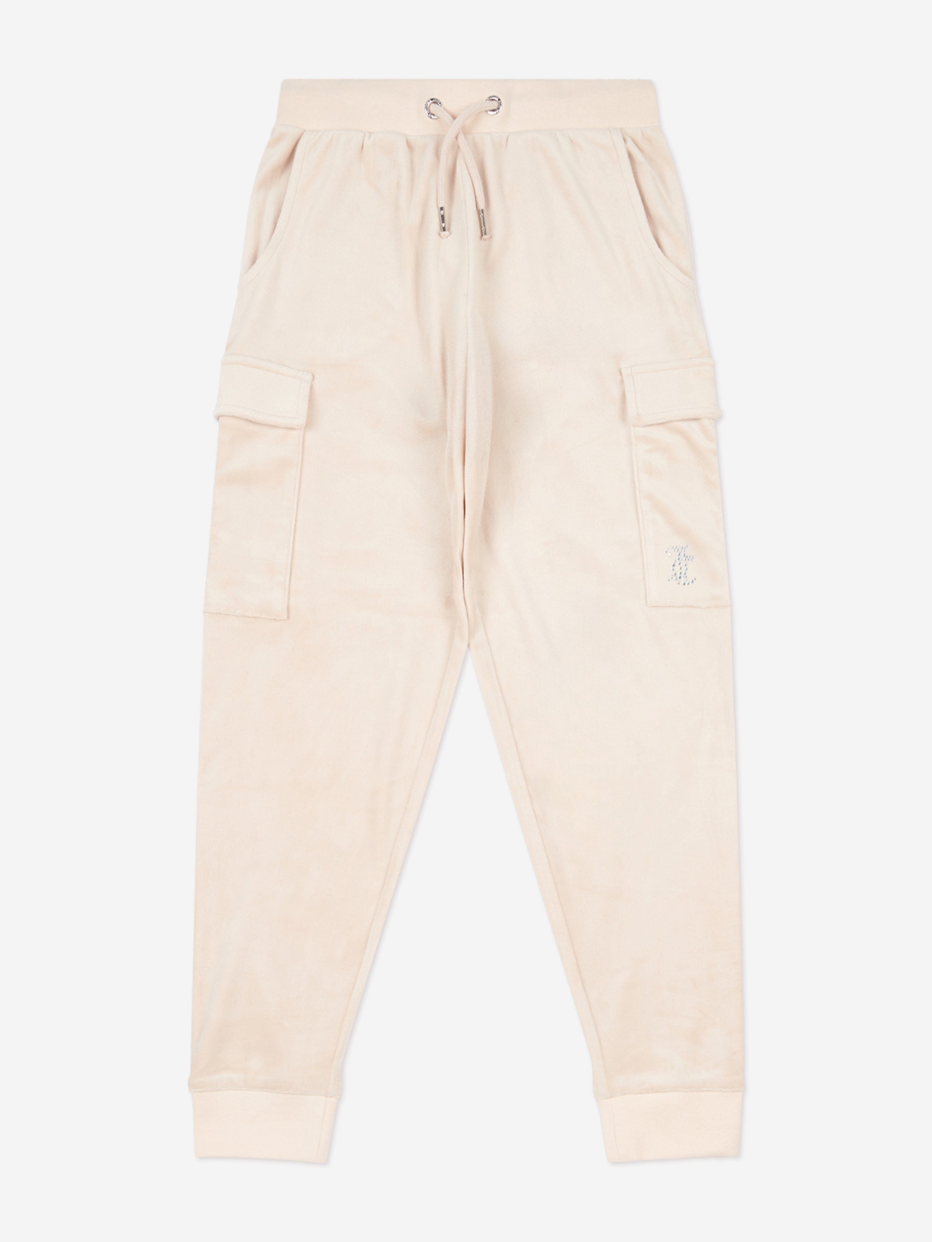 Juicy Couture Girls Cargo Cuffed Joggers in Beige