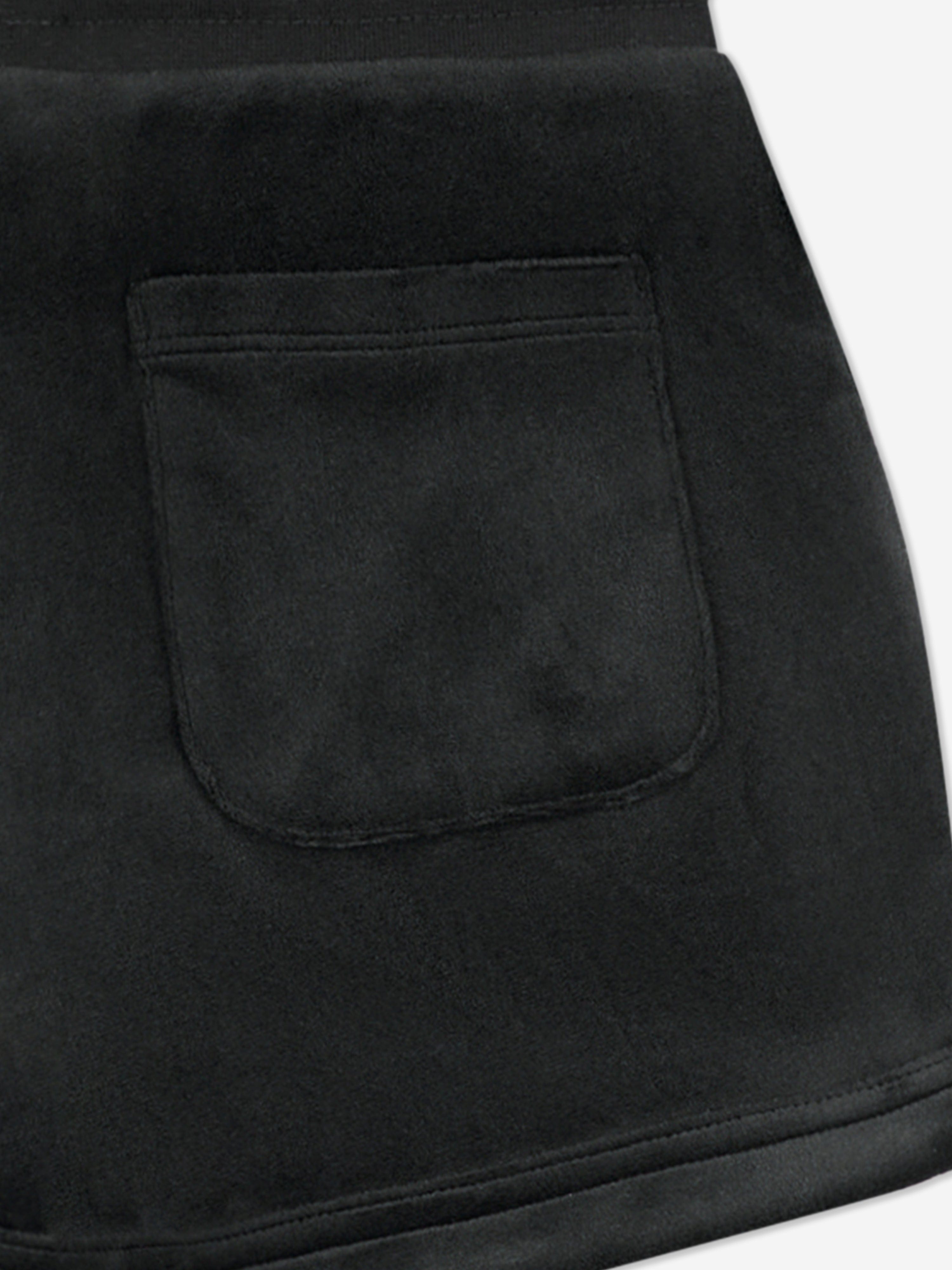 Juicy Couture Girls Diamante Velour Fold Up Shorts in Black