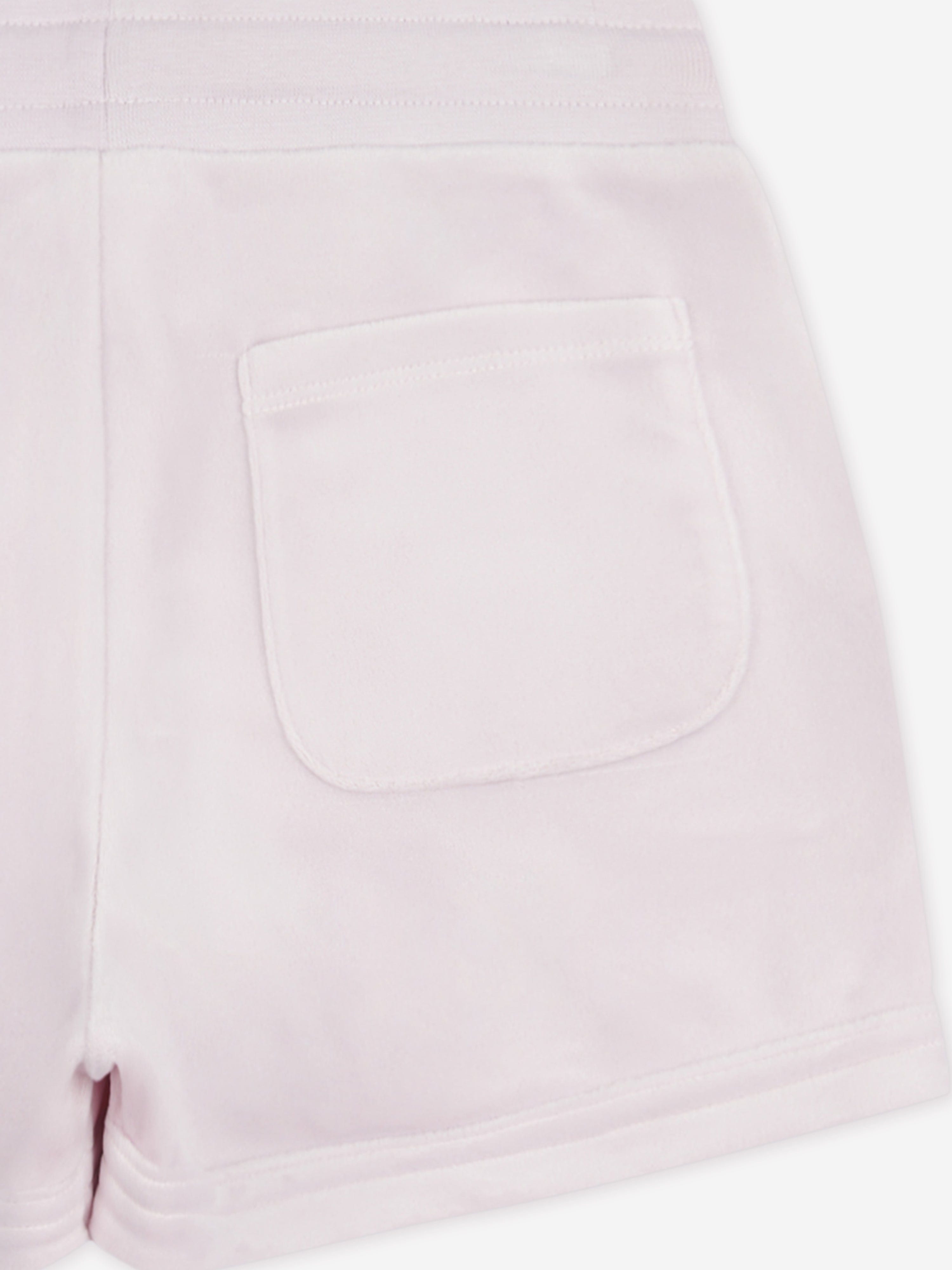 Juicy Couture Girls Diamante Velour Fold Up Shorts in Purple