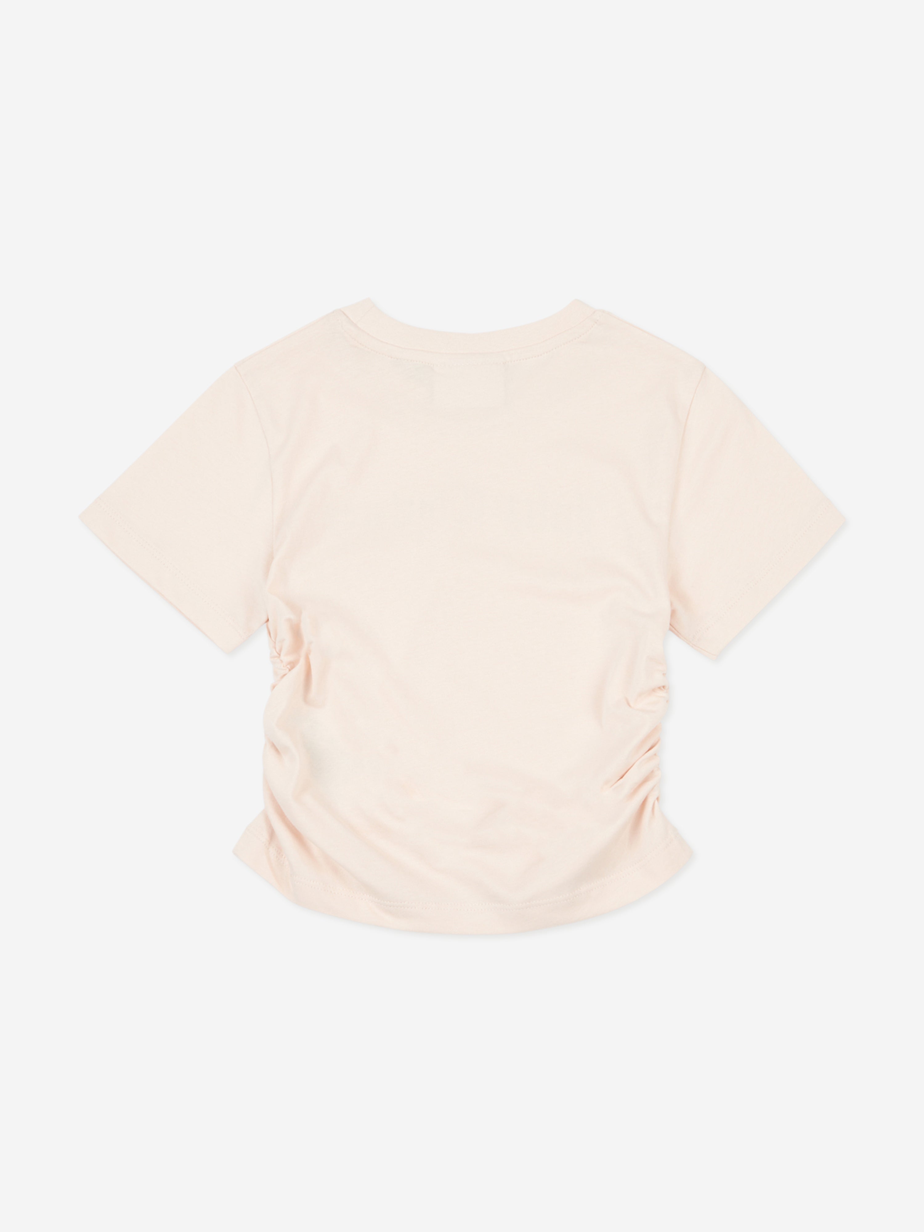 Girls Diamante Logo T-Shirt in Beige