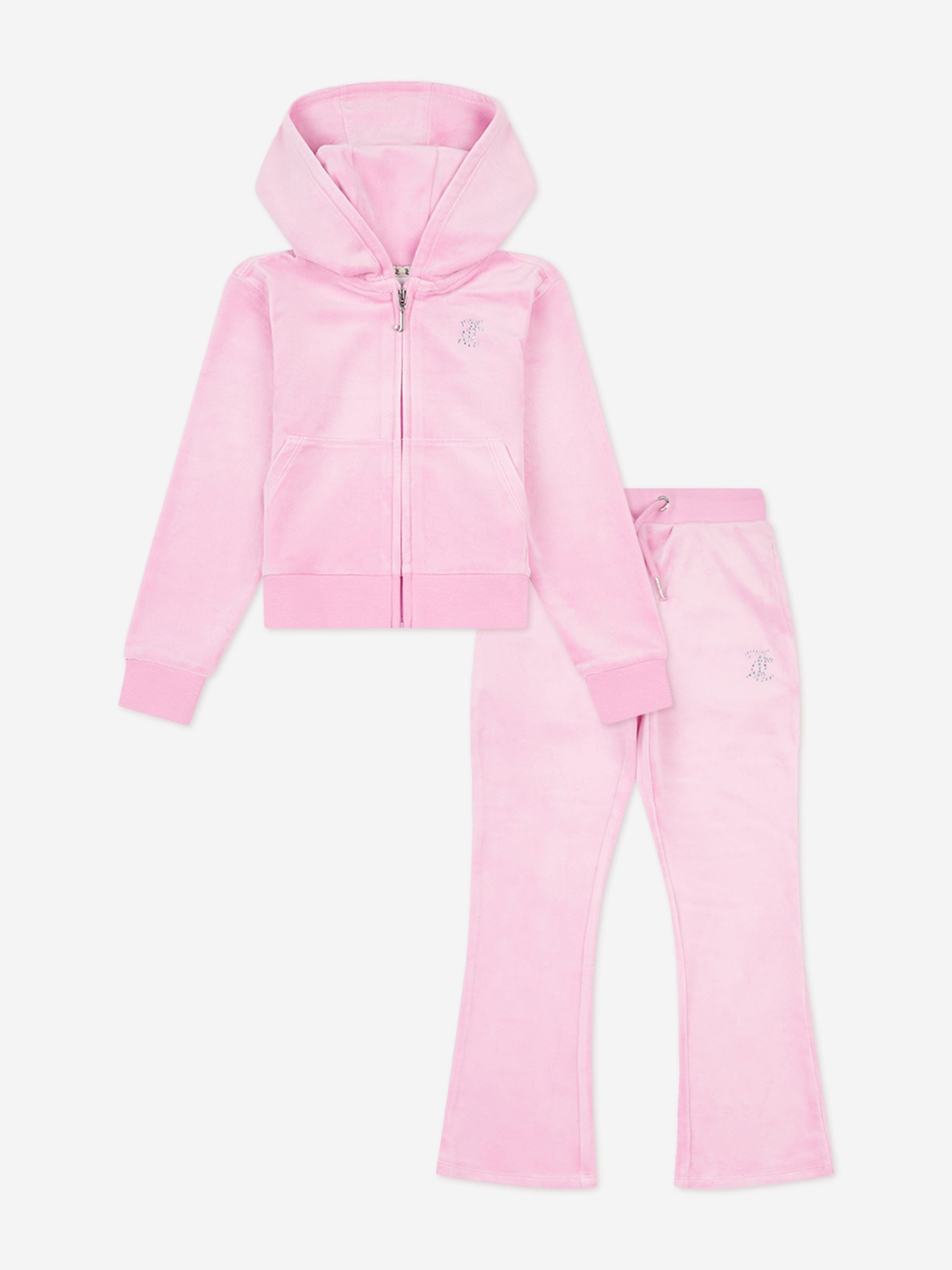 Girls Zip Up & Bootcut Joggers Tracksuit in Pink