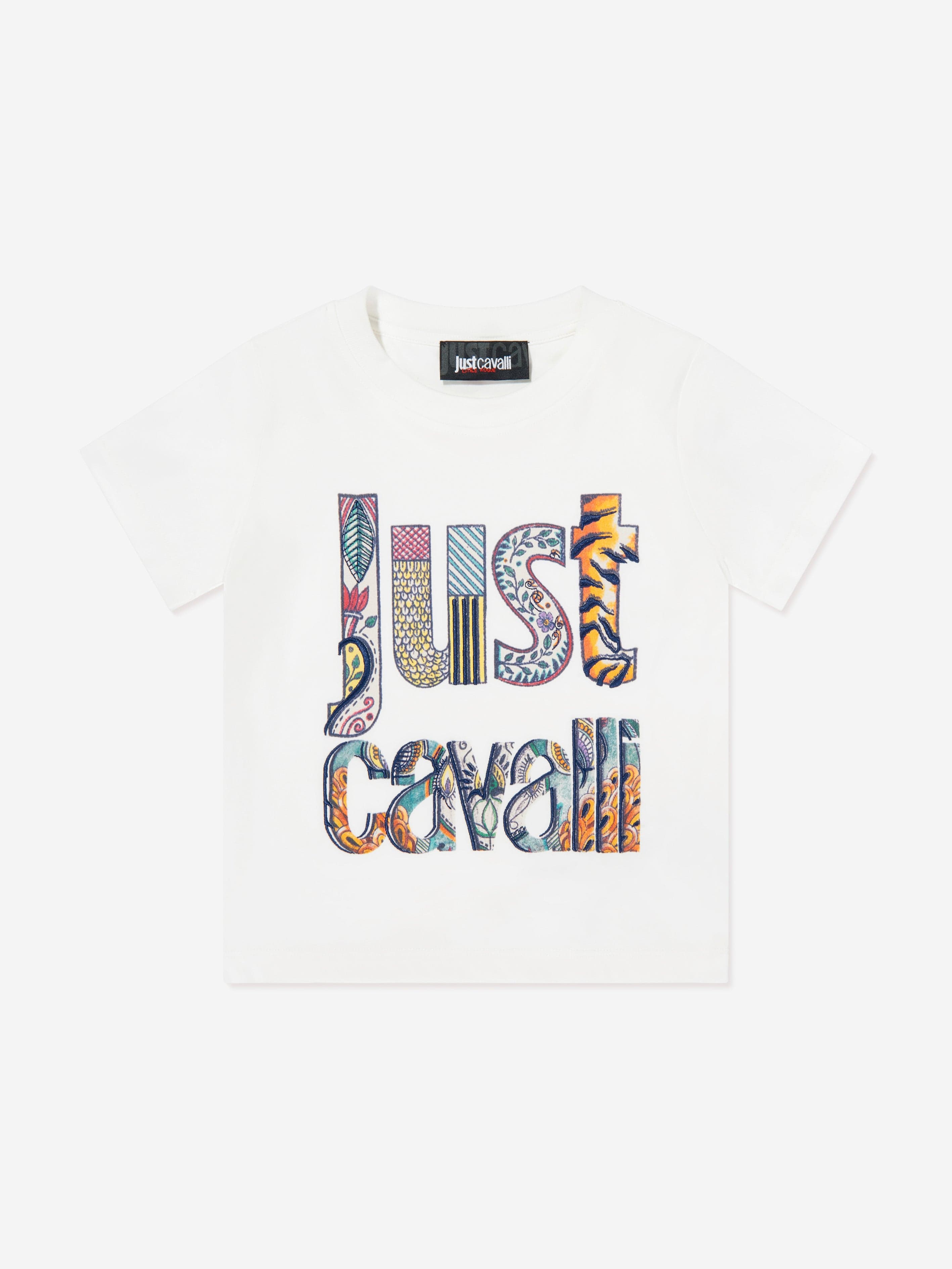 Just Cavalli Kids Chakia Logo T-Shirt in Ivory