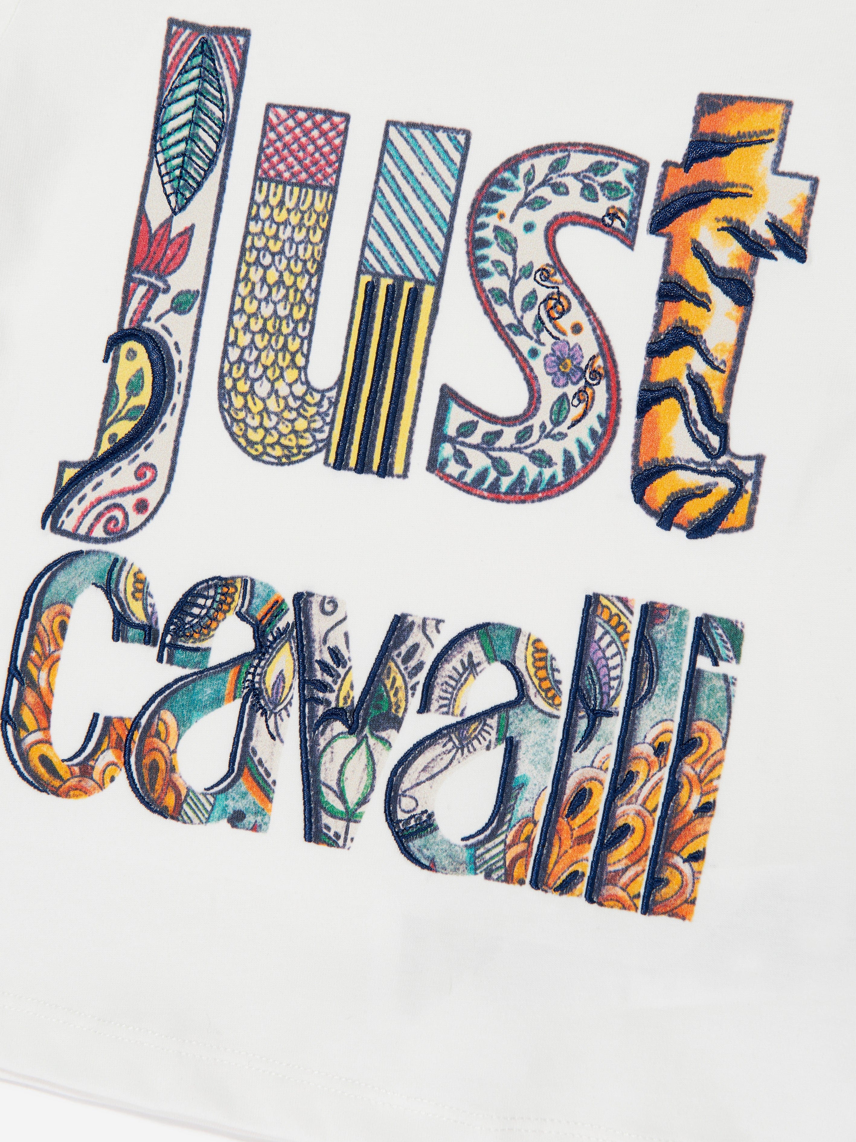 Just Cavalli Kids Chakia Logo T-Shirt in Ivory