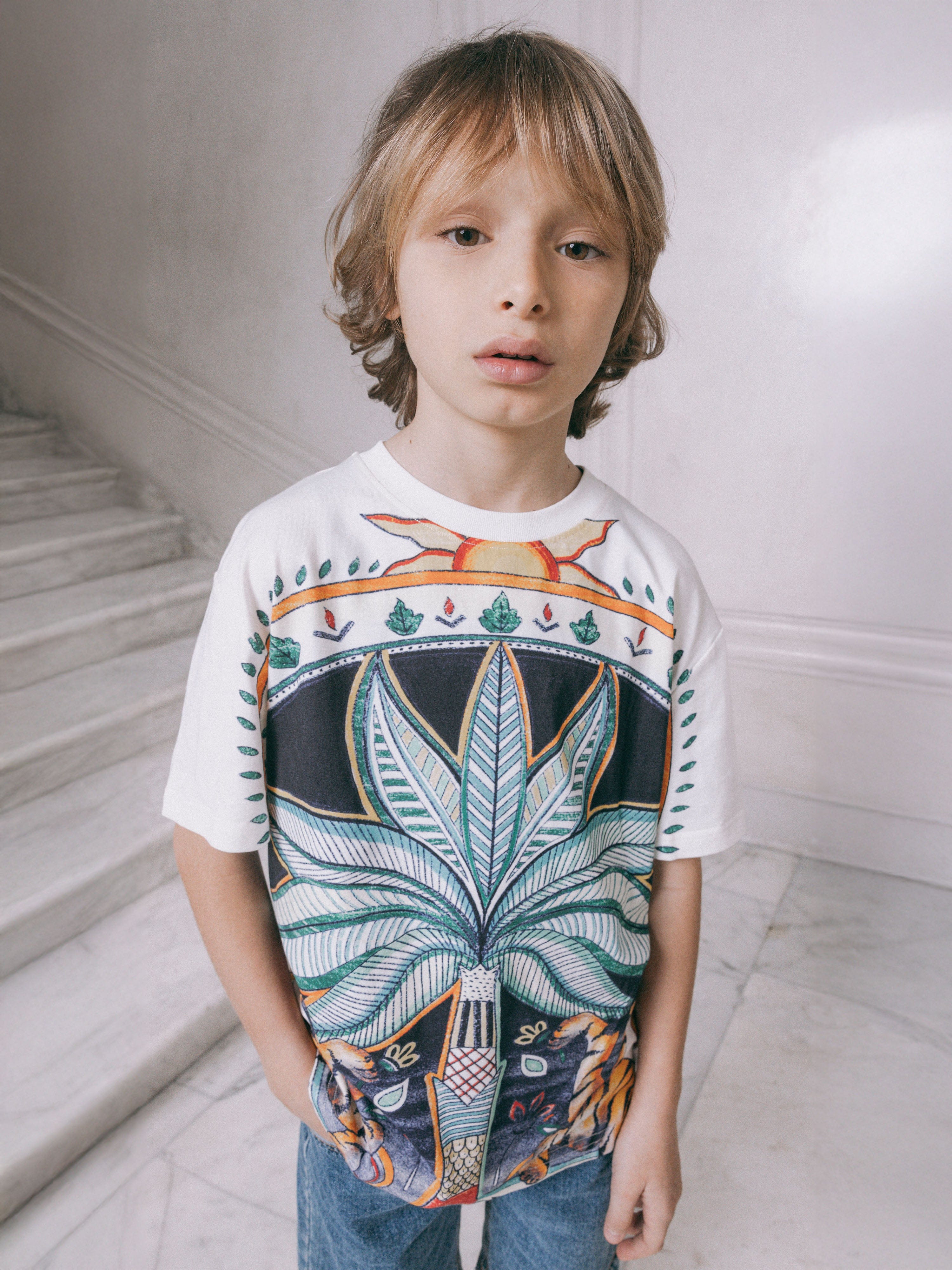 Just Cavalli Kids India Digital Parad T-Shirt in Multicolour
