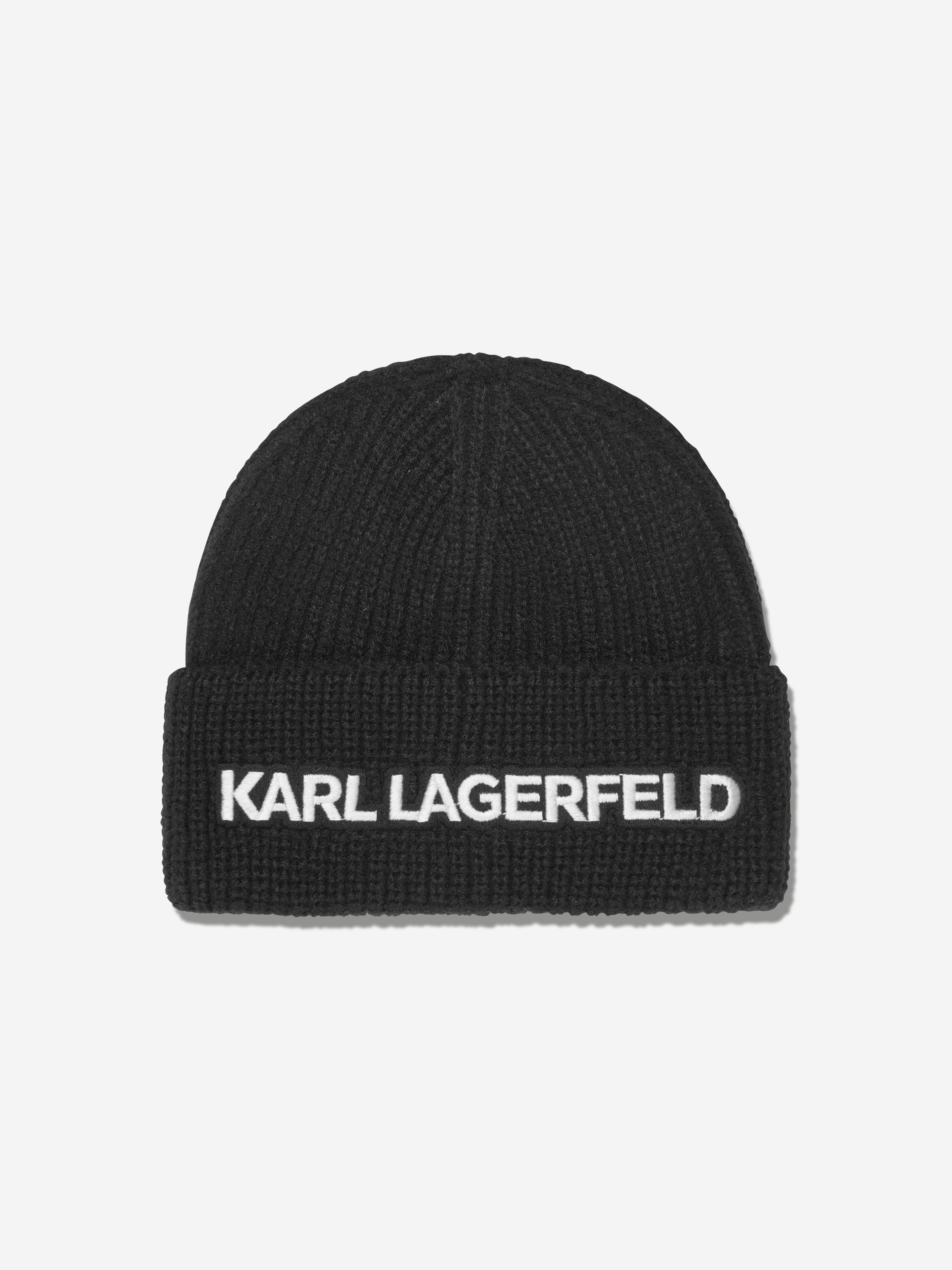 Karl Lagerfeld Girls Logo Beanie Hat in Black