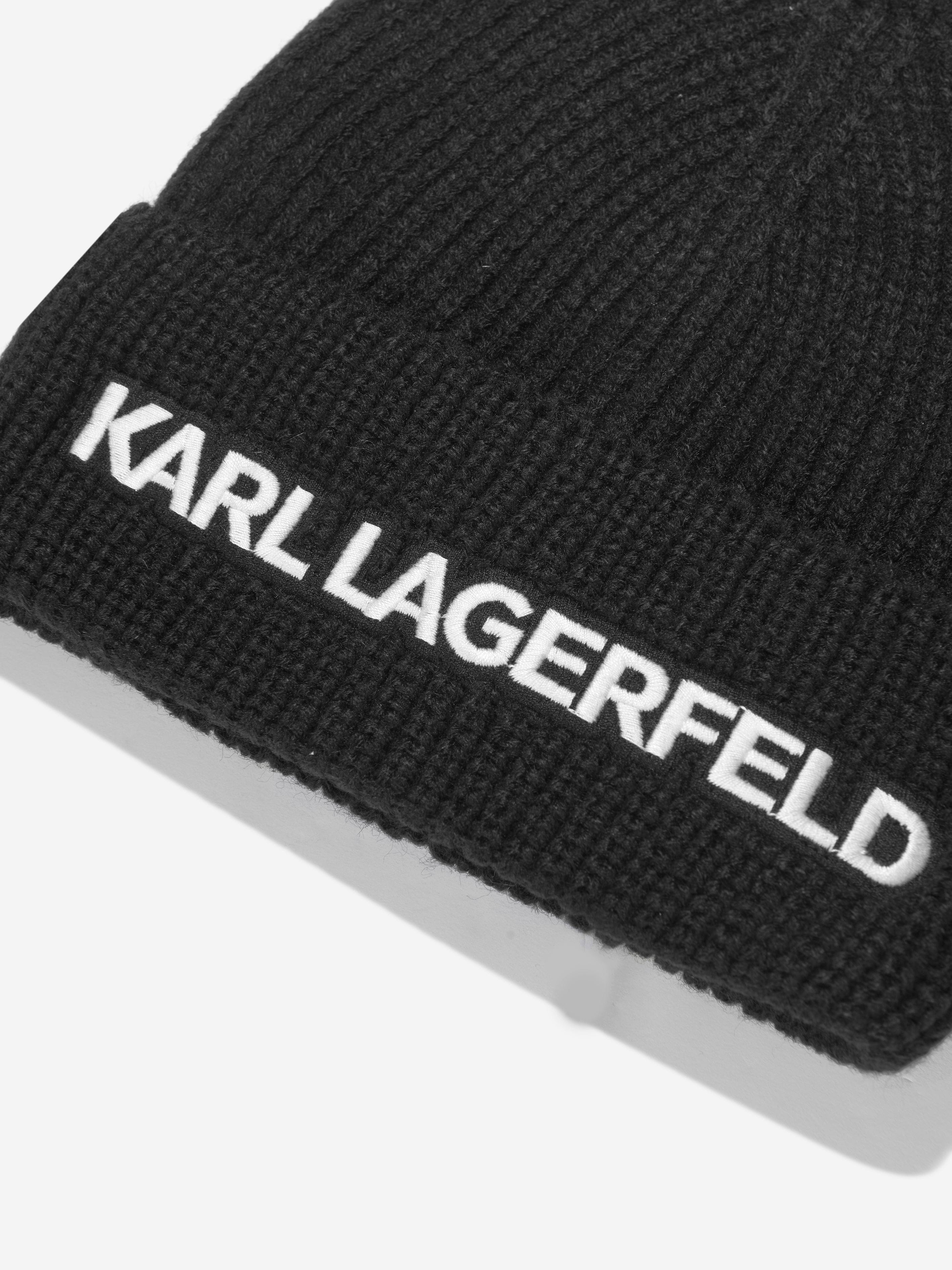 Karl Lagerfeld Girls Logo Beanie Hat in Black