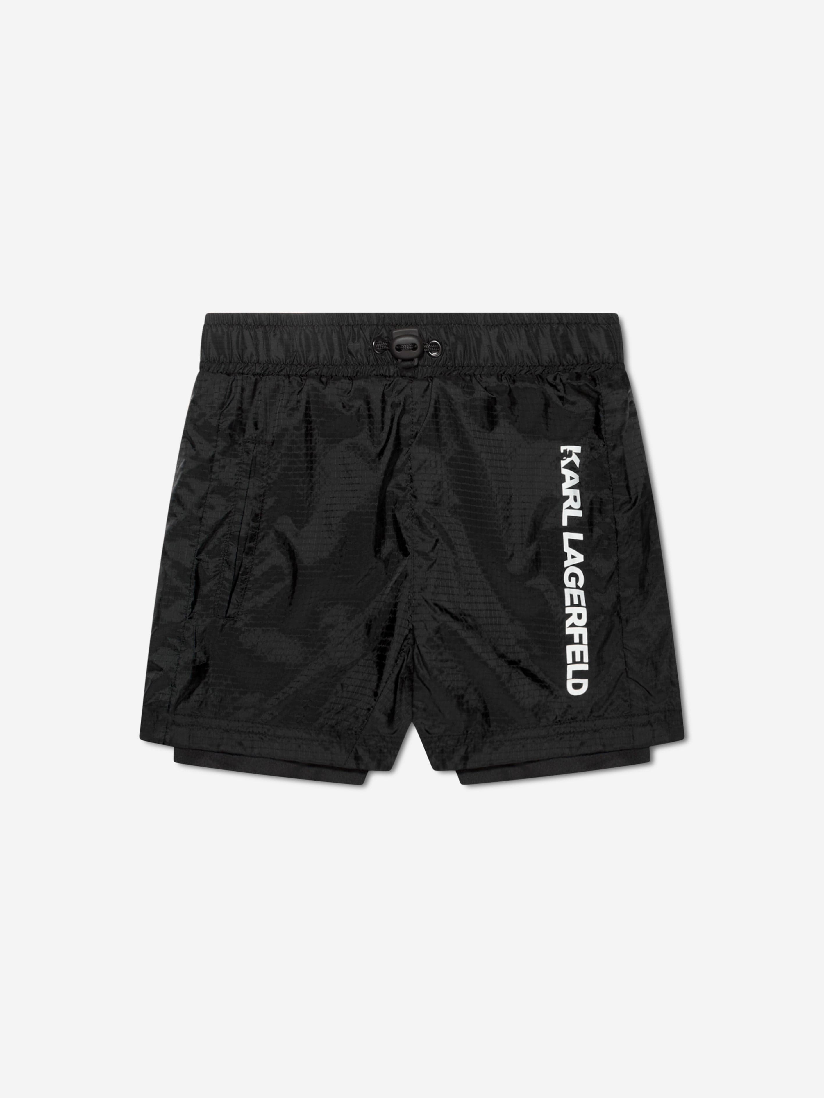 Karl Lagerfeld Boys Layered Sports Shorts in Black