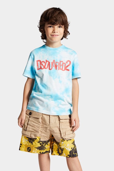 Dsquared2 Kids Tie-Dye Logo T-Shirt in Blue