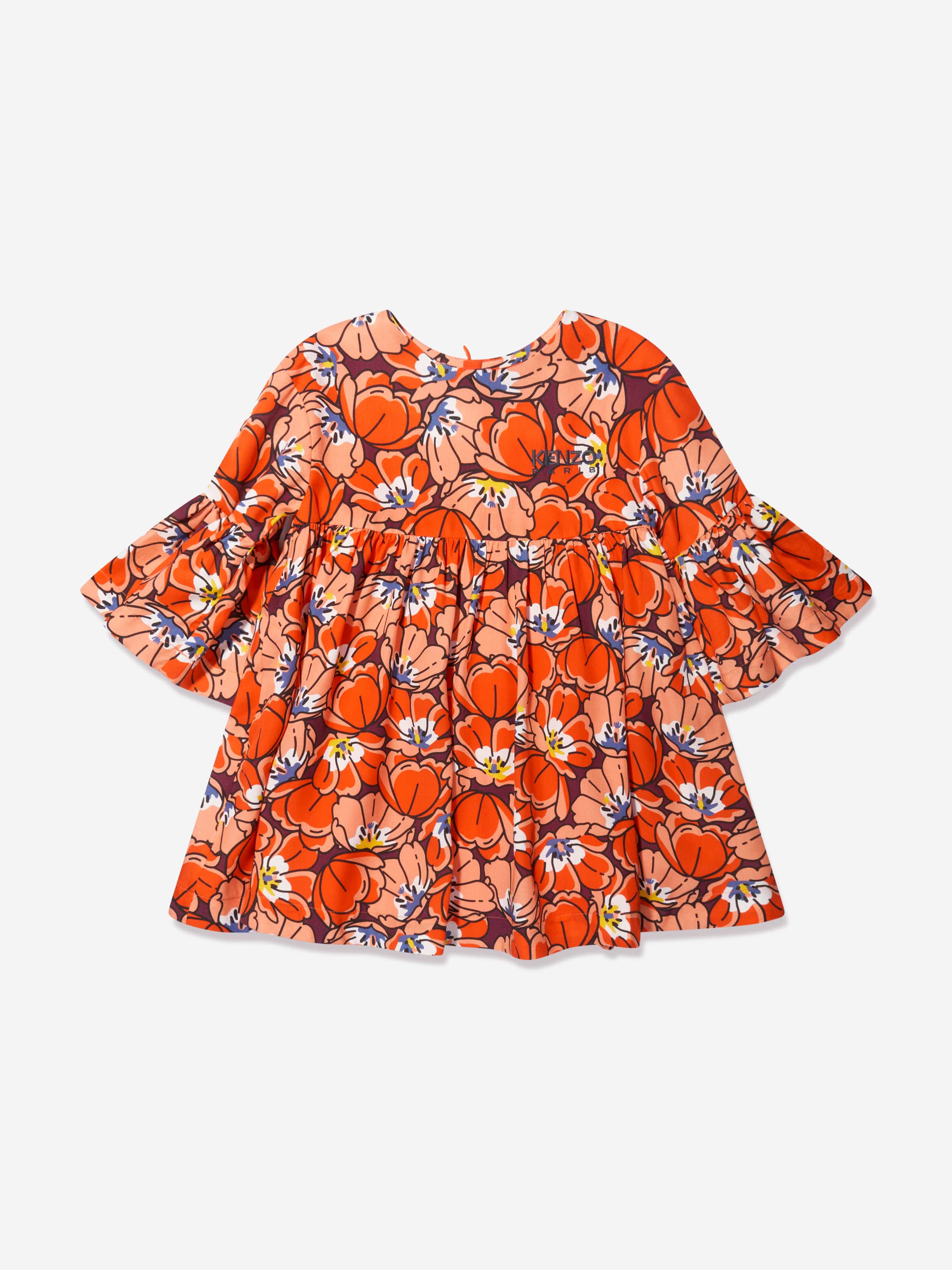 KENZO Girls Boke Flower Dress in Orange