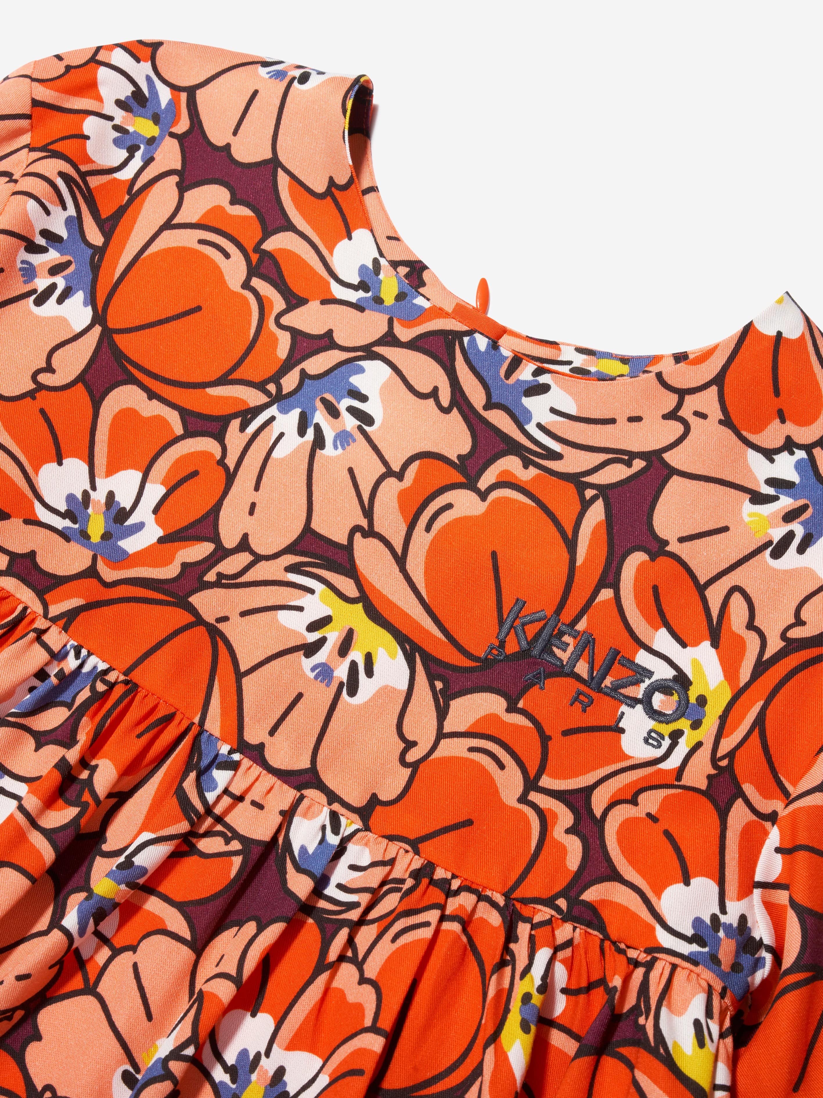 KENZO Girls Boke Flower Dress in Orange