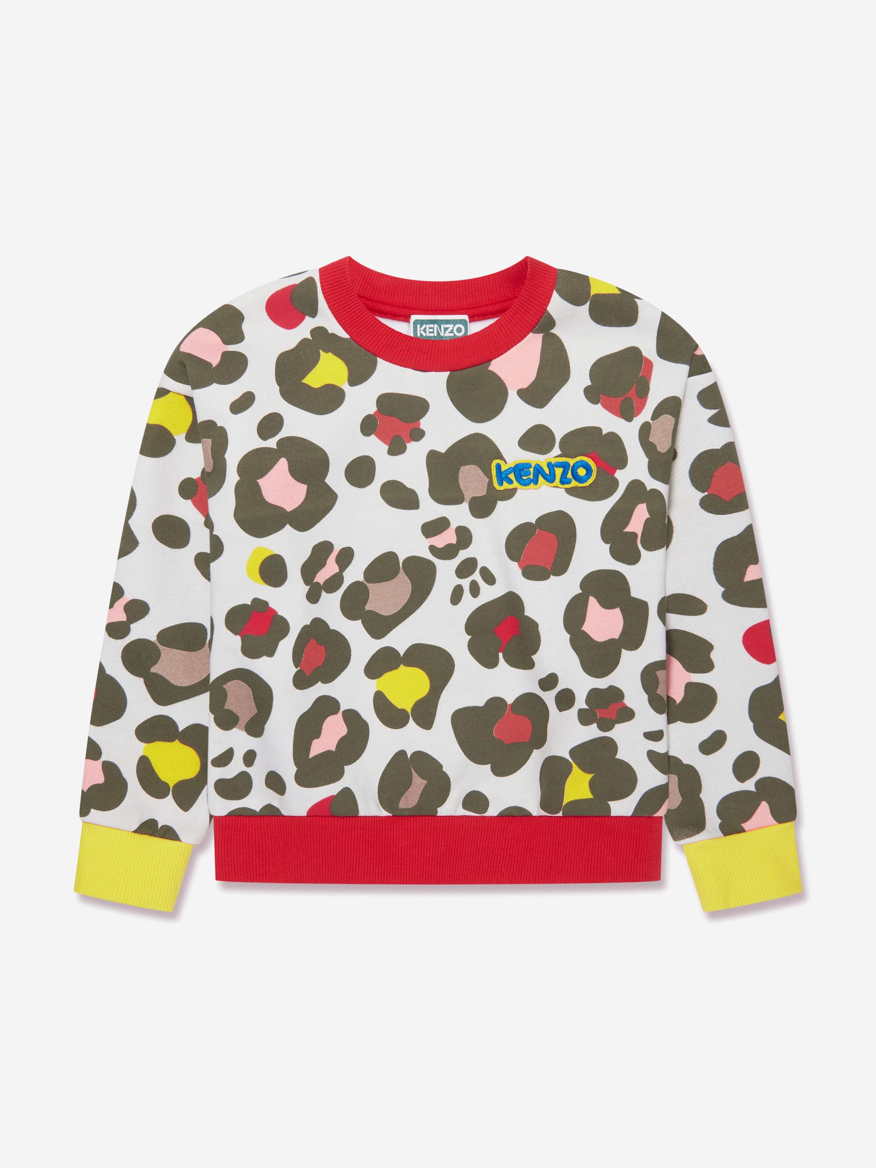 KENZO Girls Animal Print Sweatshirt in Stone