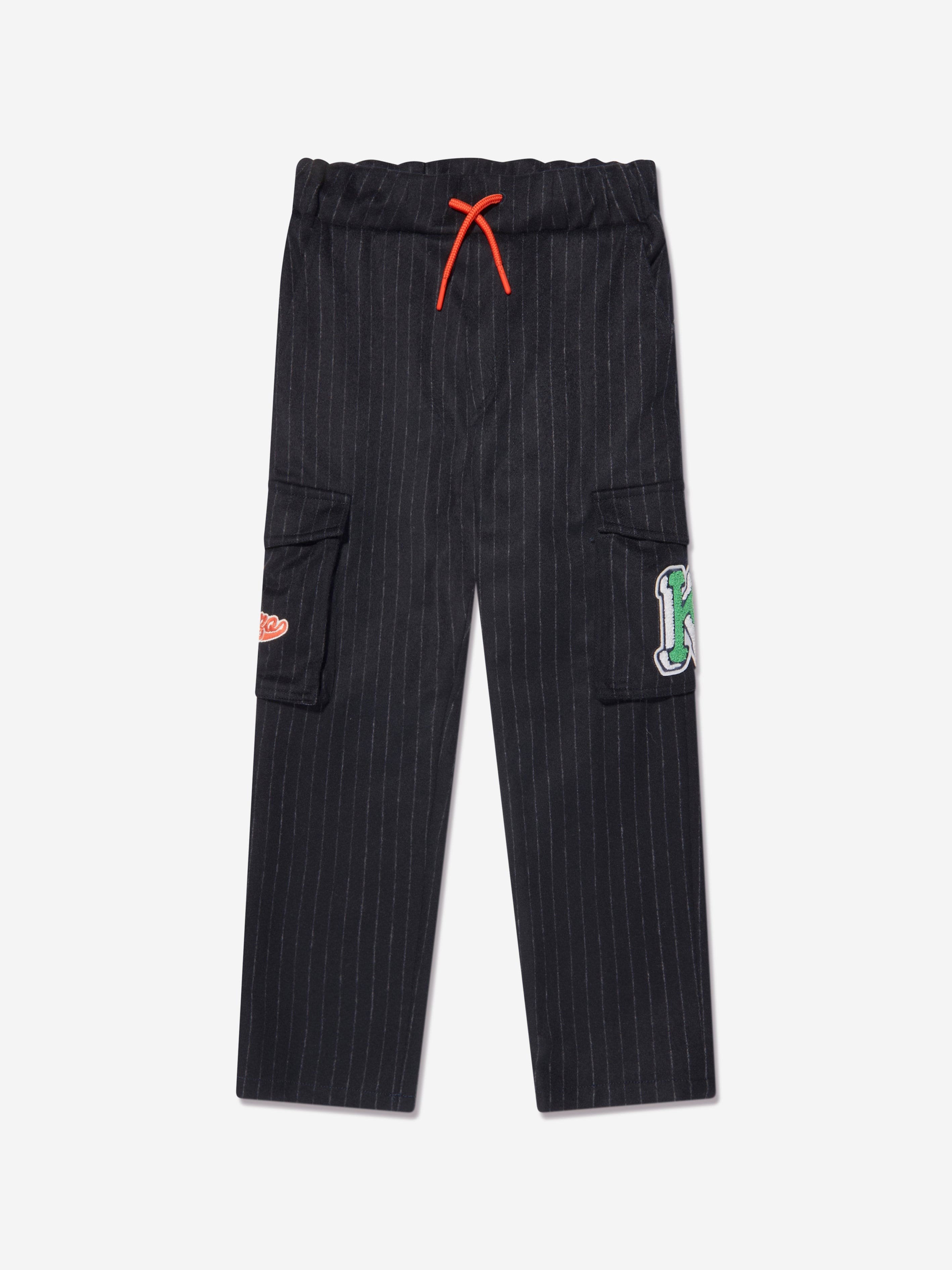 KENZO Boys Striped Cargo Trousers in Navy