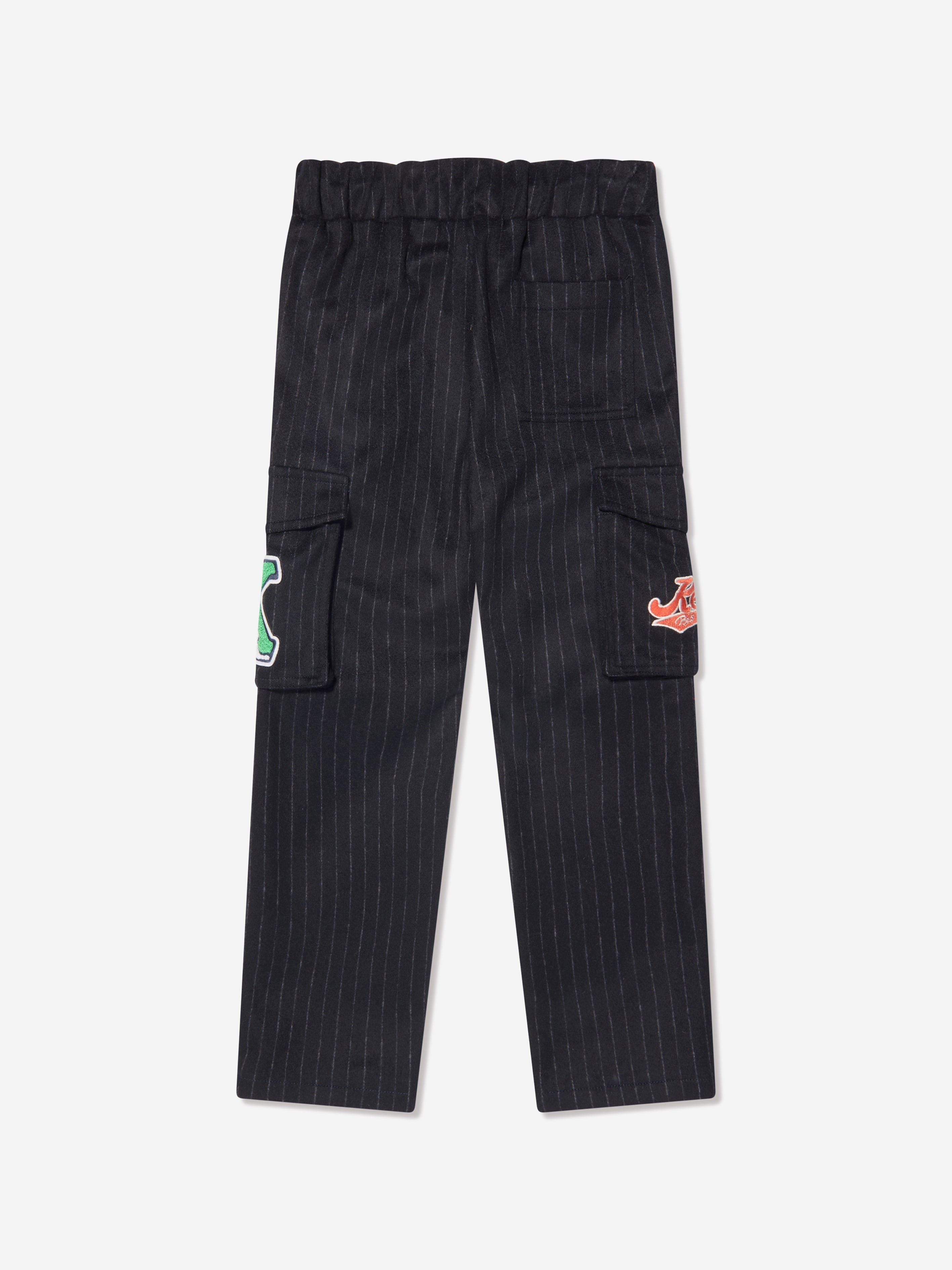 KENZO Boys Striped Cargo Trousers in Navy