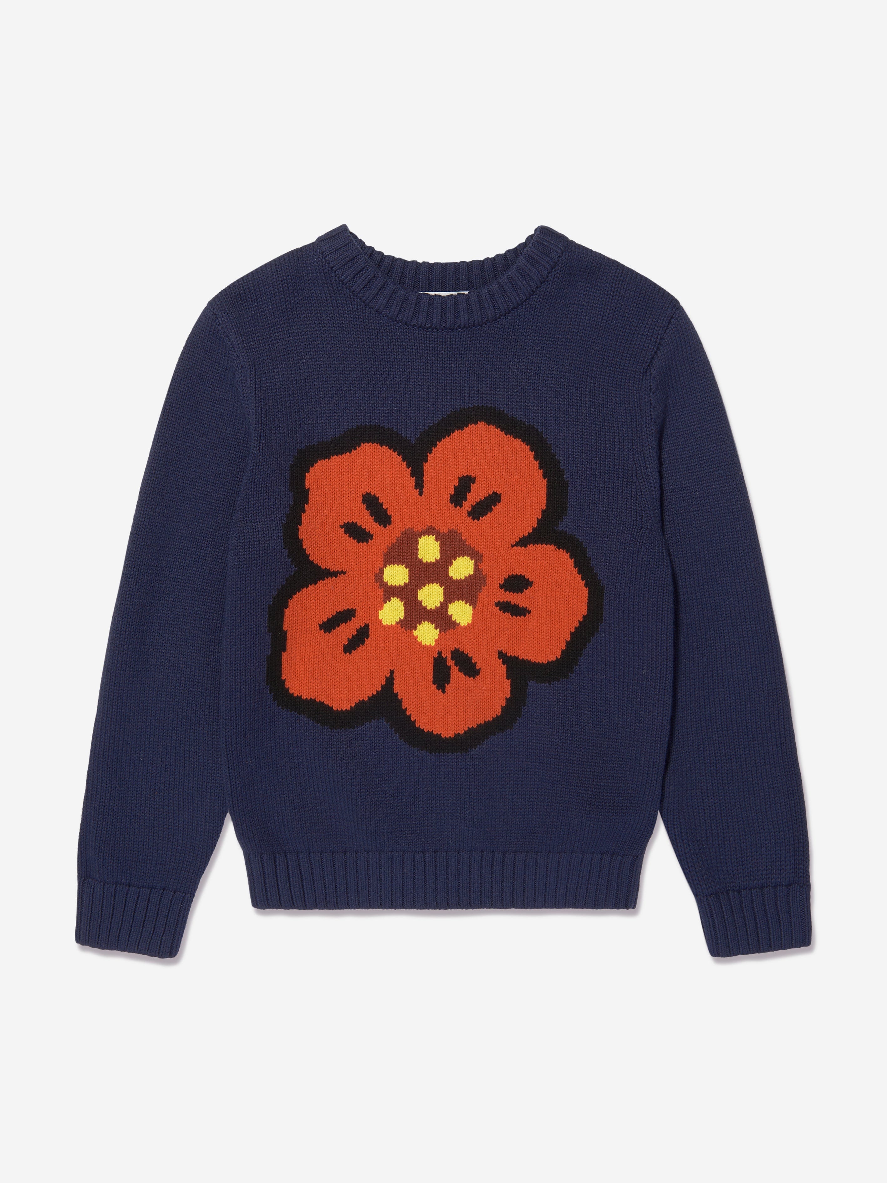 KENZO Boys Boke Flower Knitted Jumper in Navy