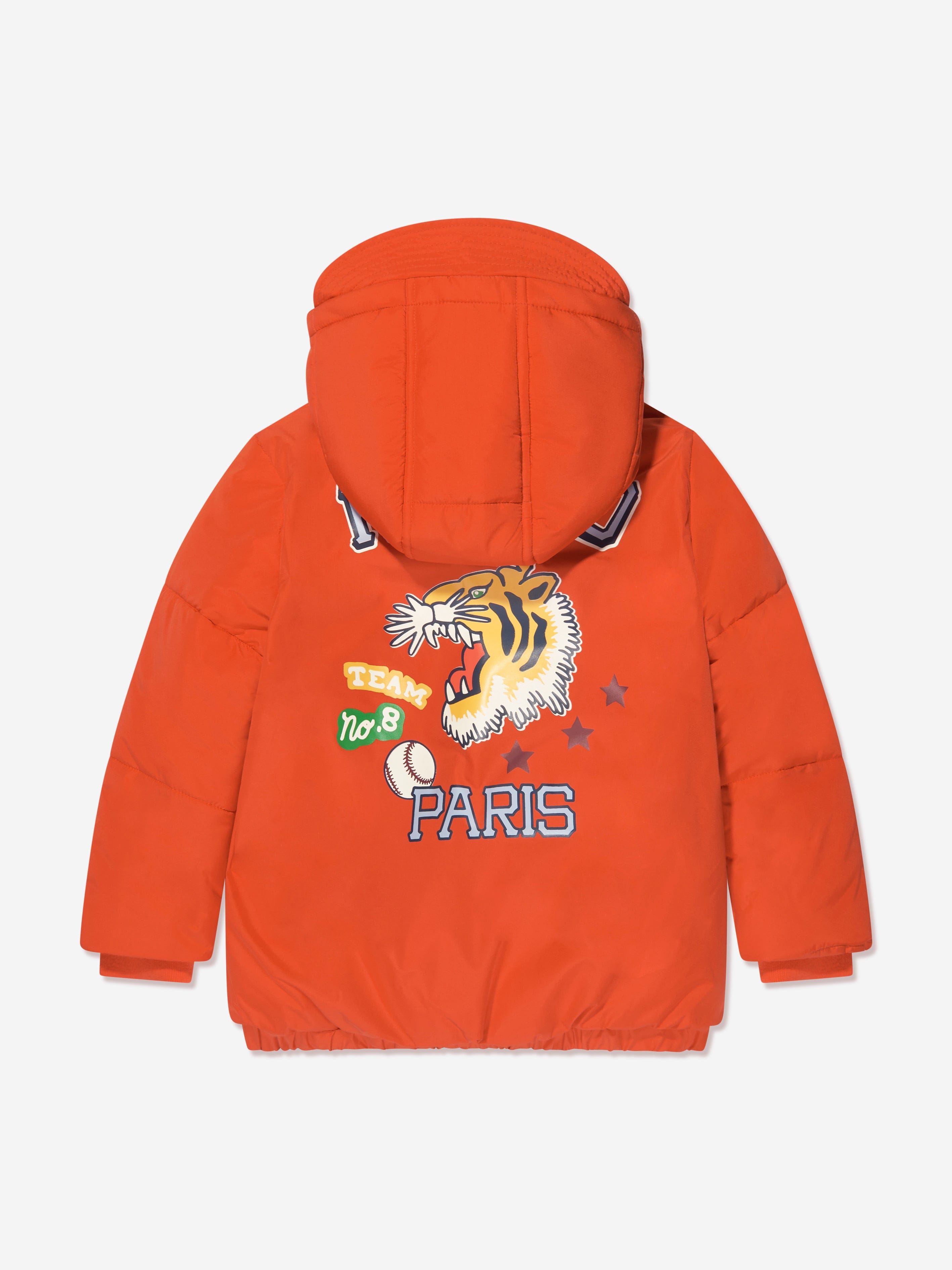 KENZO Boys Logo Puffer Jacket in Orange