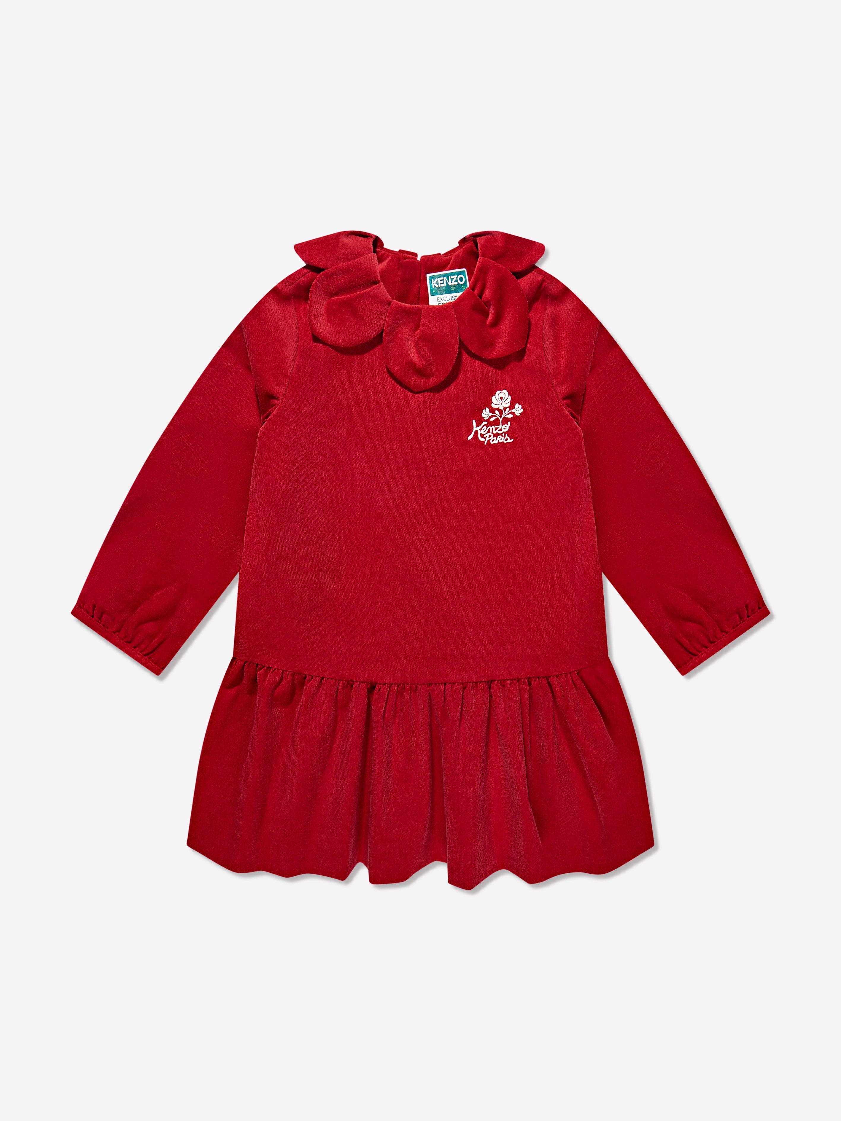 KENZO Girls Palatine Velvet Dress in Red