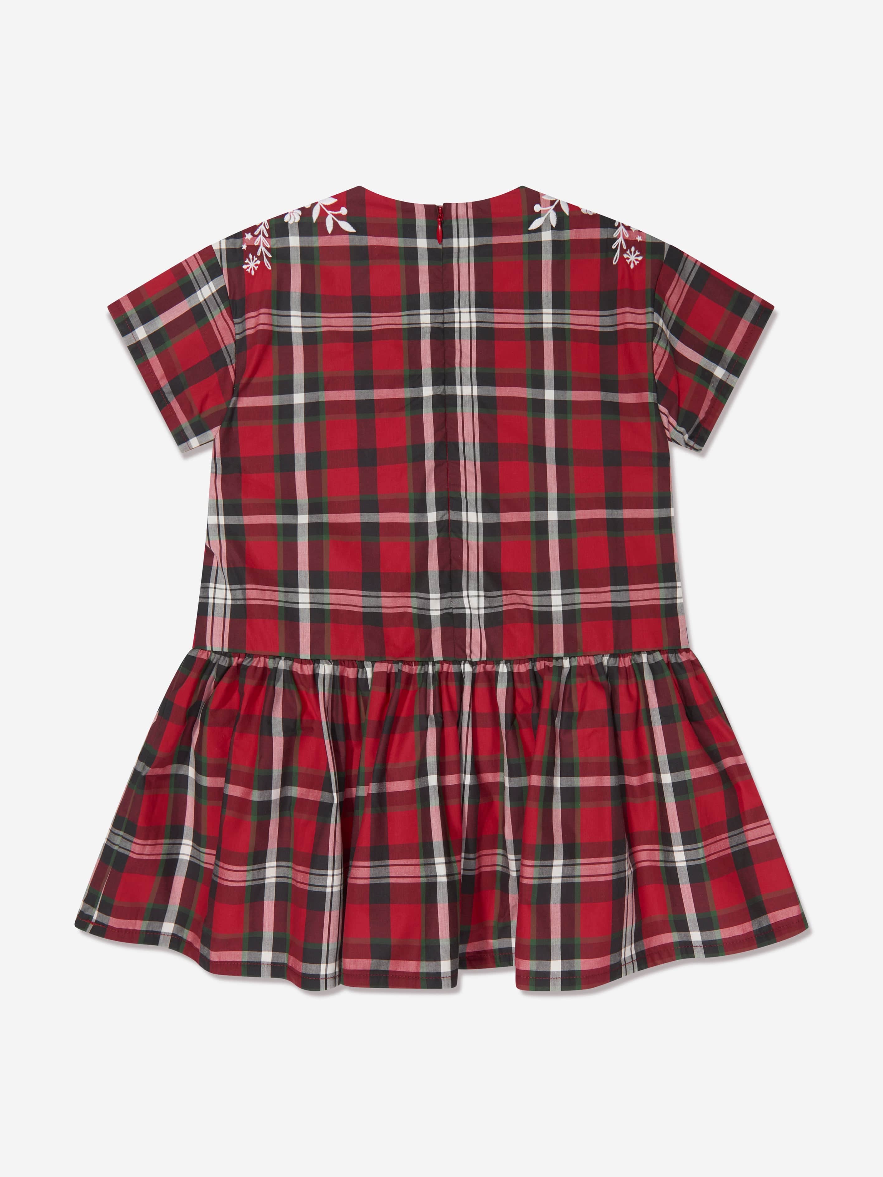 KENZO Girls Checked Embroidered Dress in Red